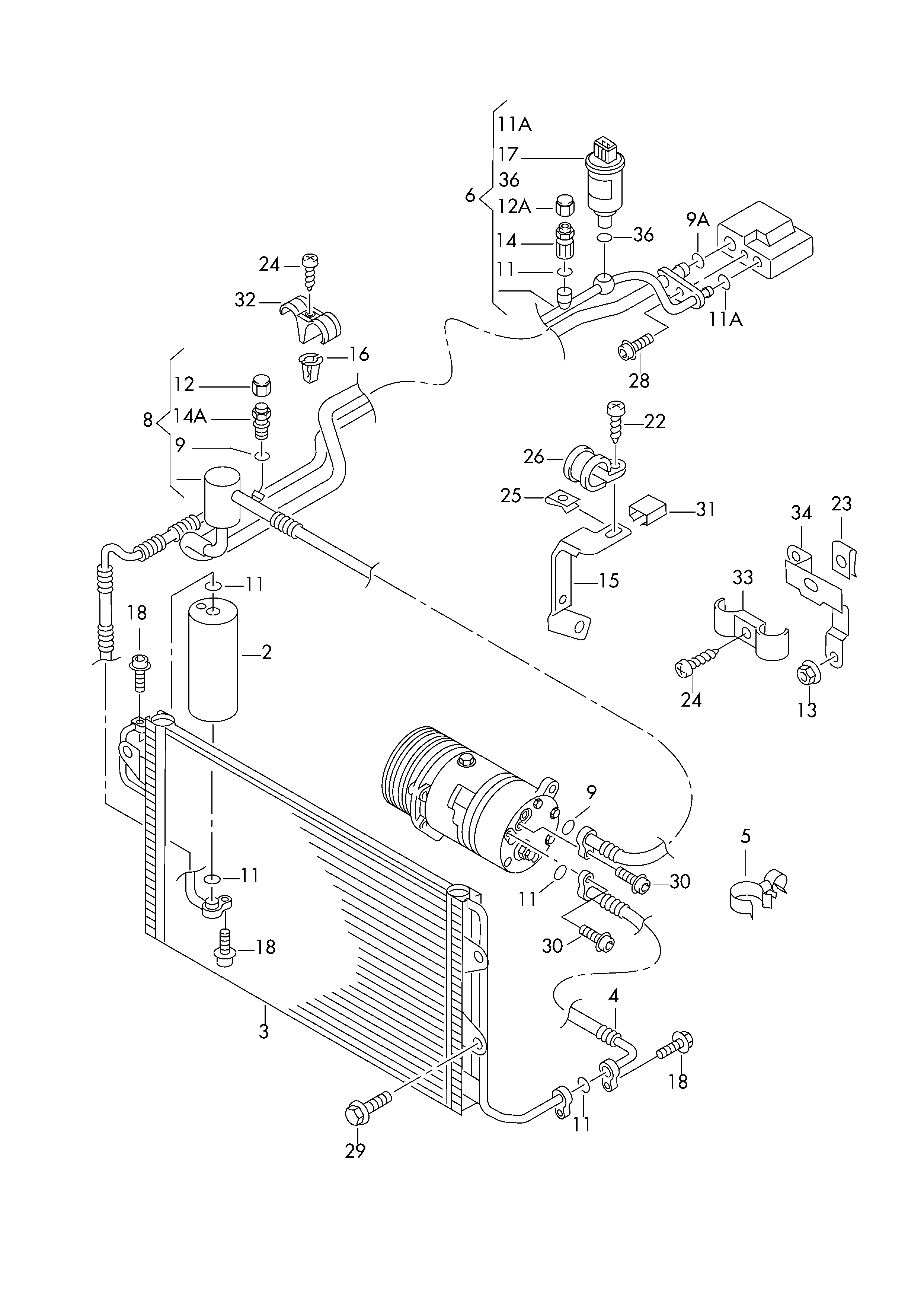 VW G 052 154 A2 - A/c condenser fluid container with connecting parts: 1 pcs. autospares.lv