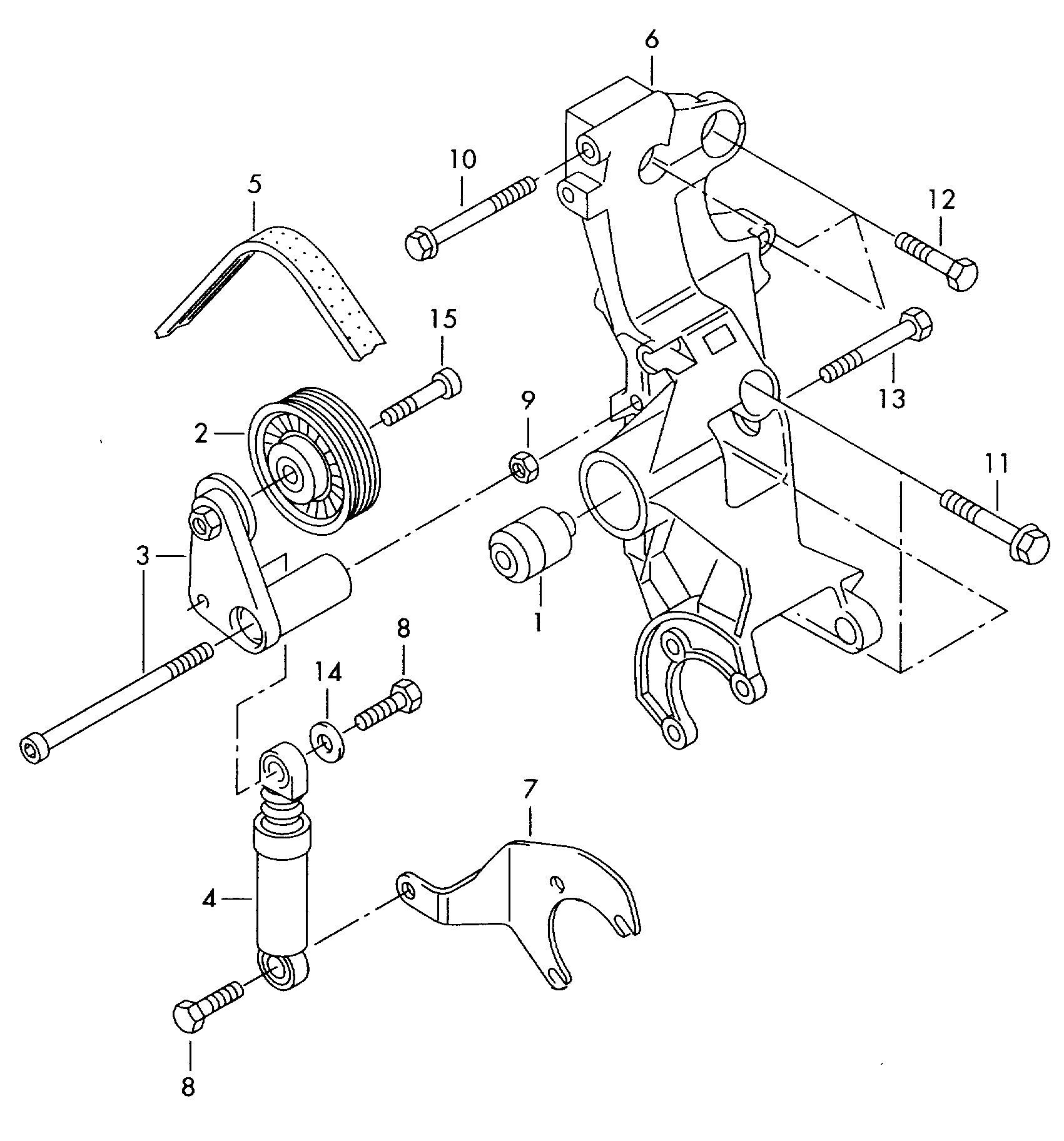 Seat 038 903 315 P - Connecting and mounting parts for alternator: 1 pcs. autospares.lv