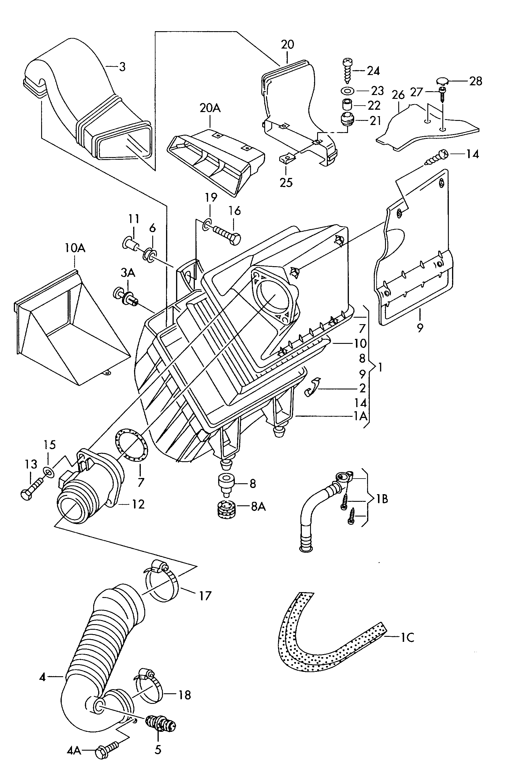 Porsche 074906461B - Air filter with connecting parts: 1 pcs. autospares.lv