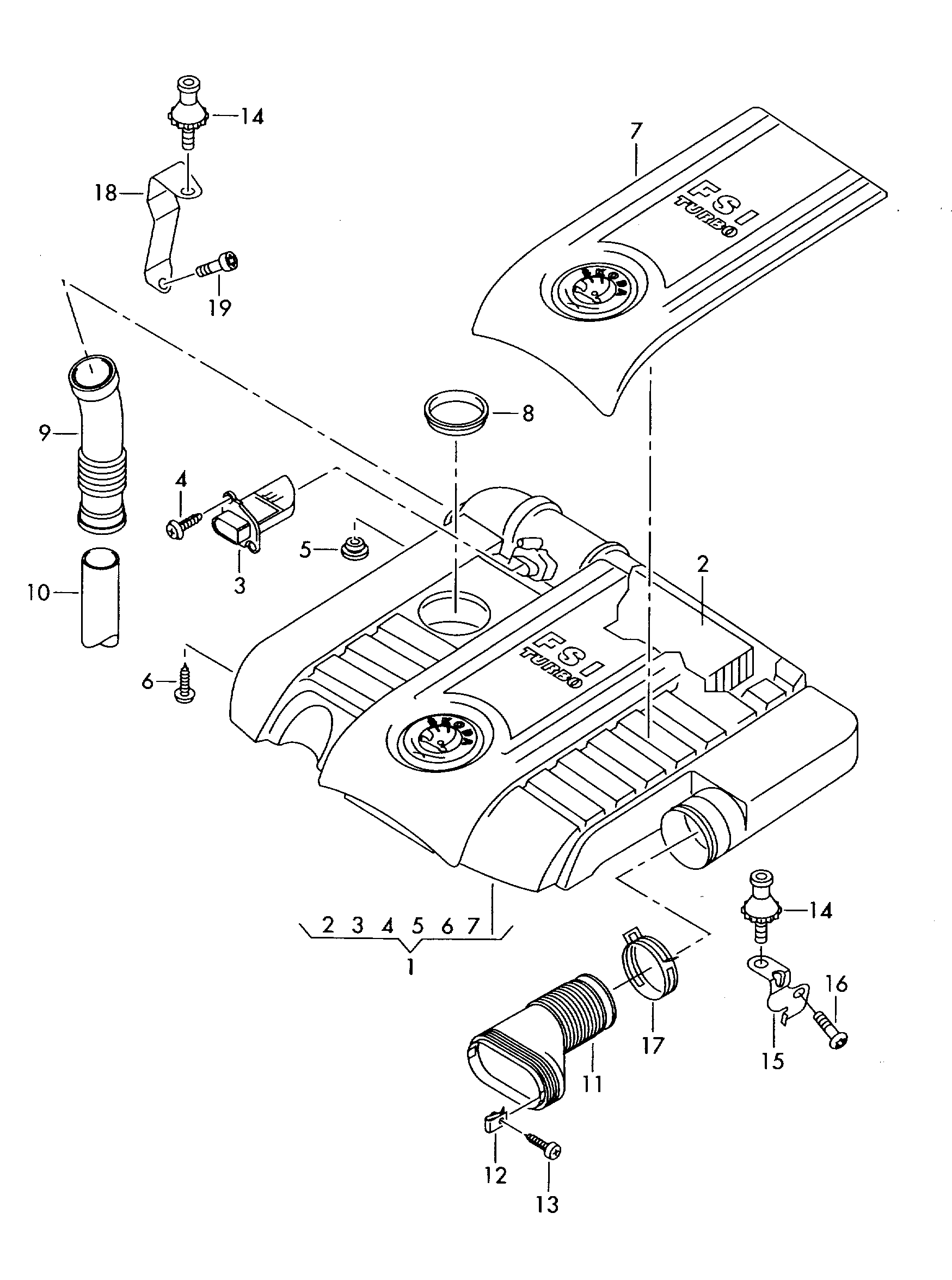 Seat 06F 133 843 A - Air filter with connecting parts: 1 pcs. autospares.lv