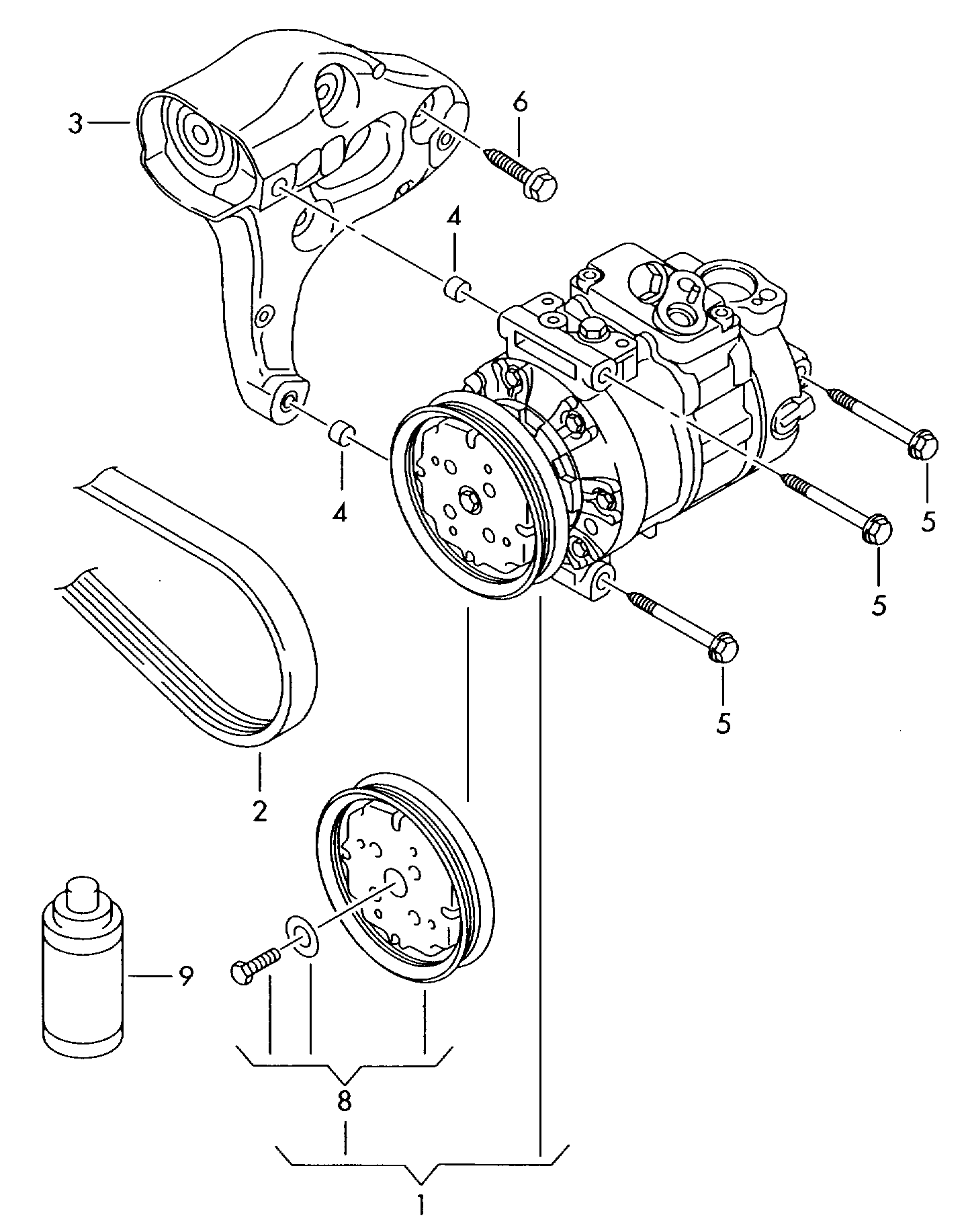 VW (SVW) 1K0 820 859 QX - A/c compressor connecting and mounting parts for compressor: 1 pcs. autospares.lv