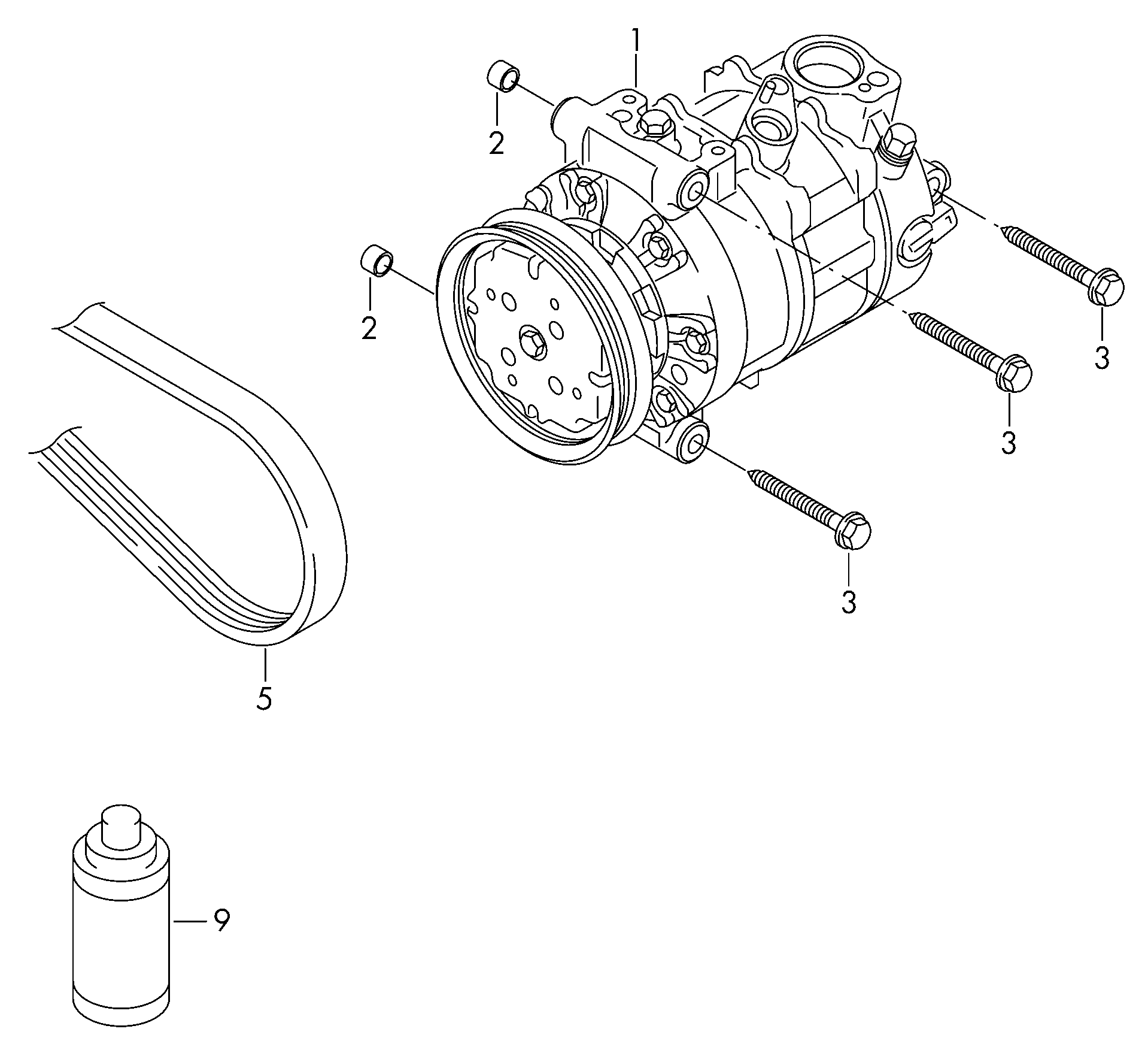 OM 5Q0820803C - A/c compressor connecting and mounting parts for compressor: 1 pcs. autospares.lv