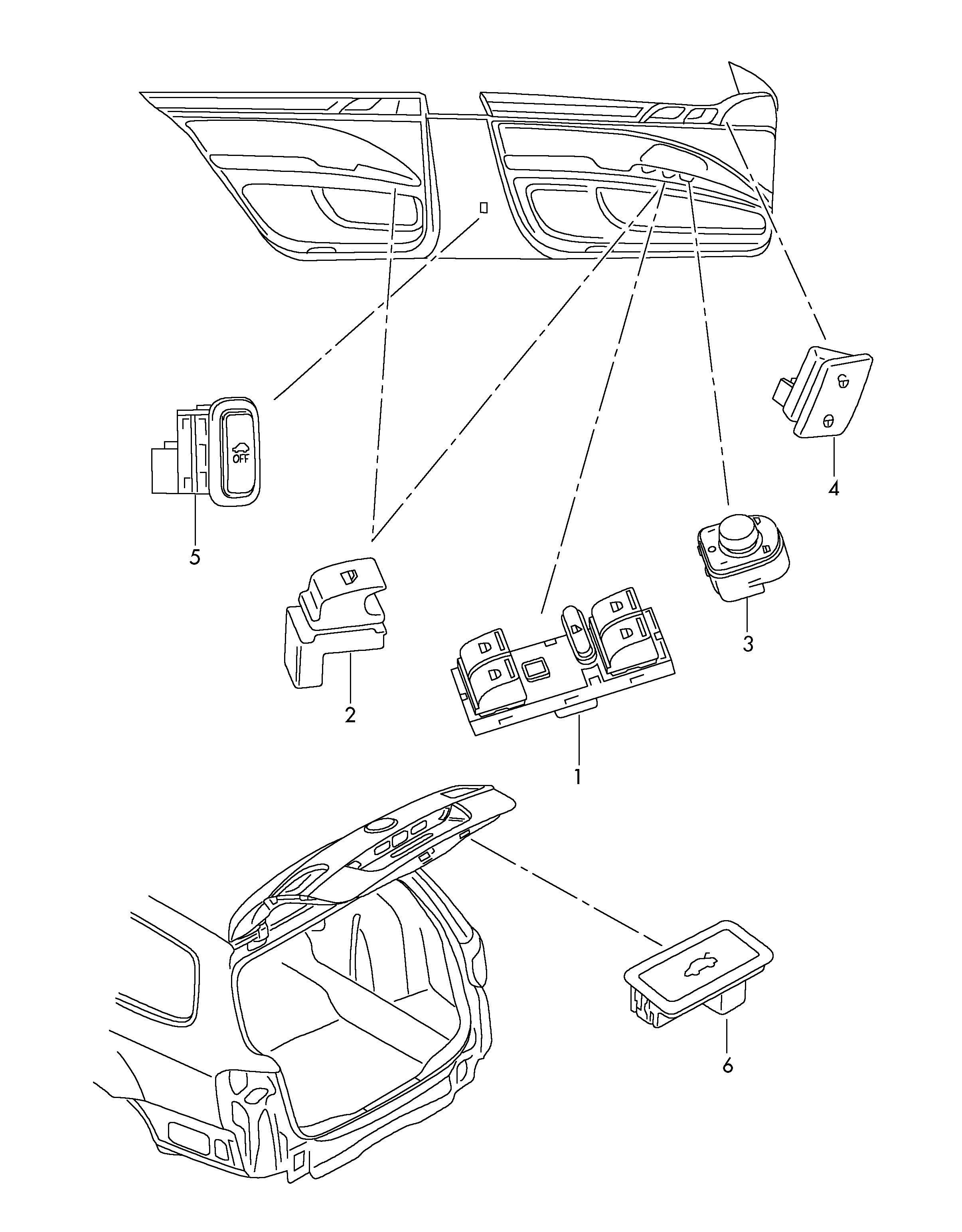 VAG 3T0 959 565A - Switch, mirror adjustment autospares.lv