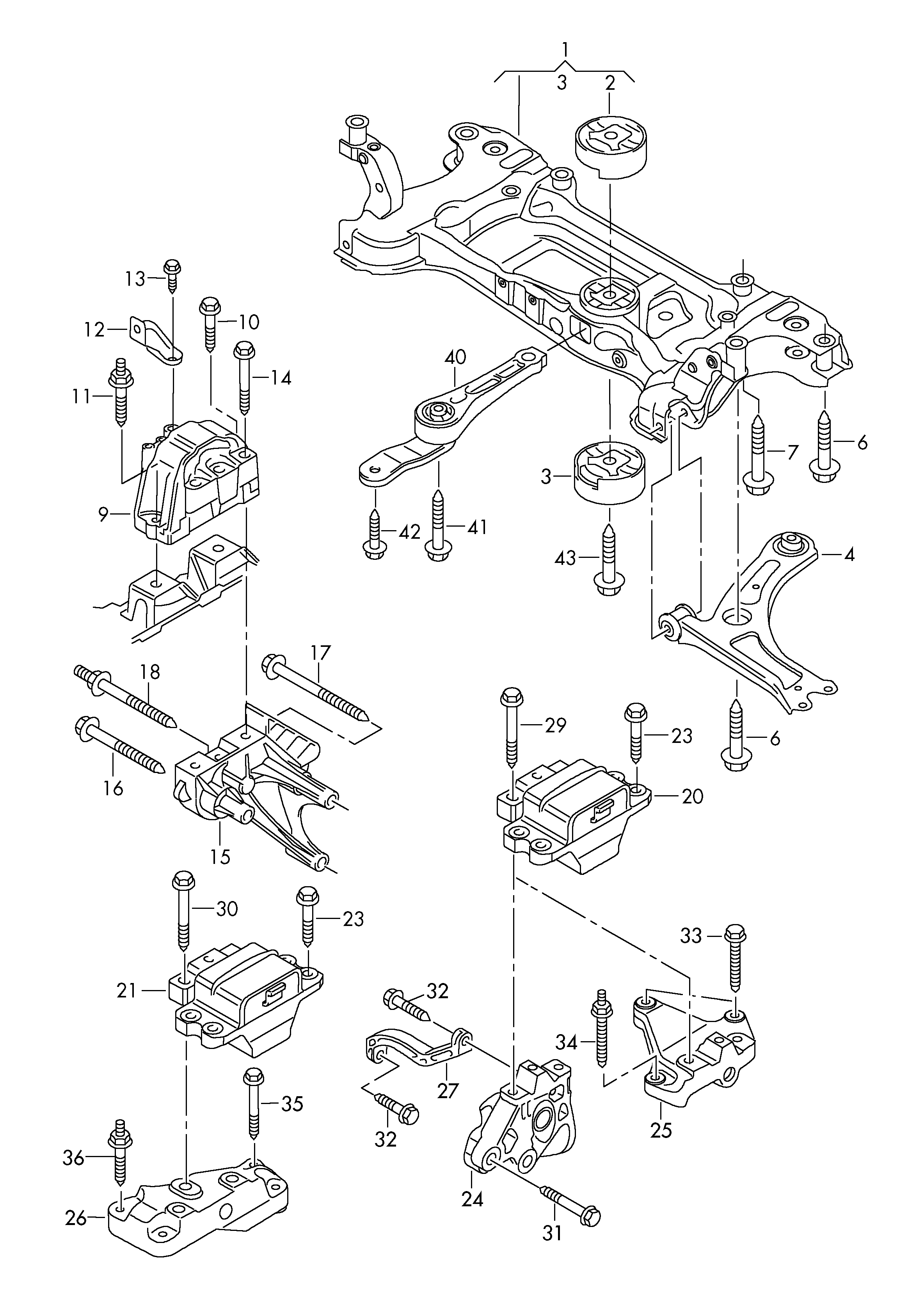 Seat 1K0 199 555 Q - Mounting parts for engine and transmission: 1 pcs. autospares.lv