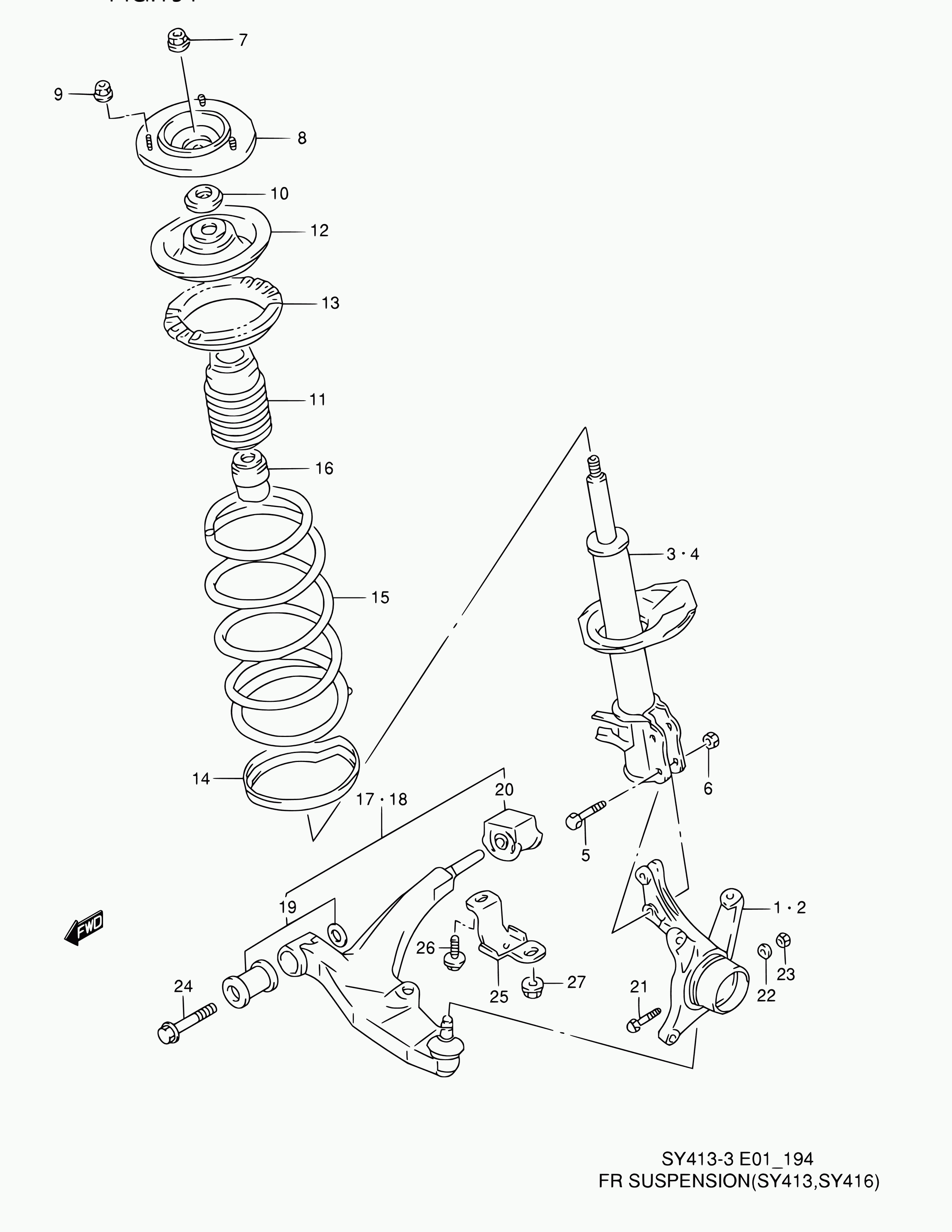 Suzuki 45202-63G01 - 194 - fr suspension (sy413,sy416): 1 pcs. autospares.lv