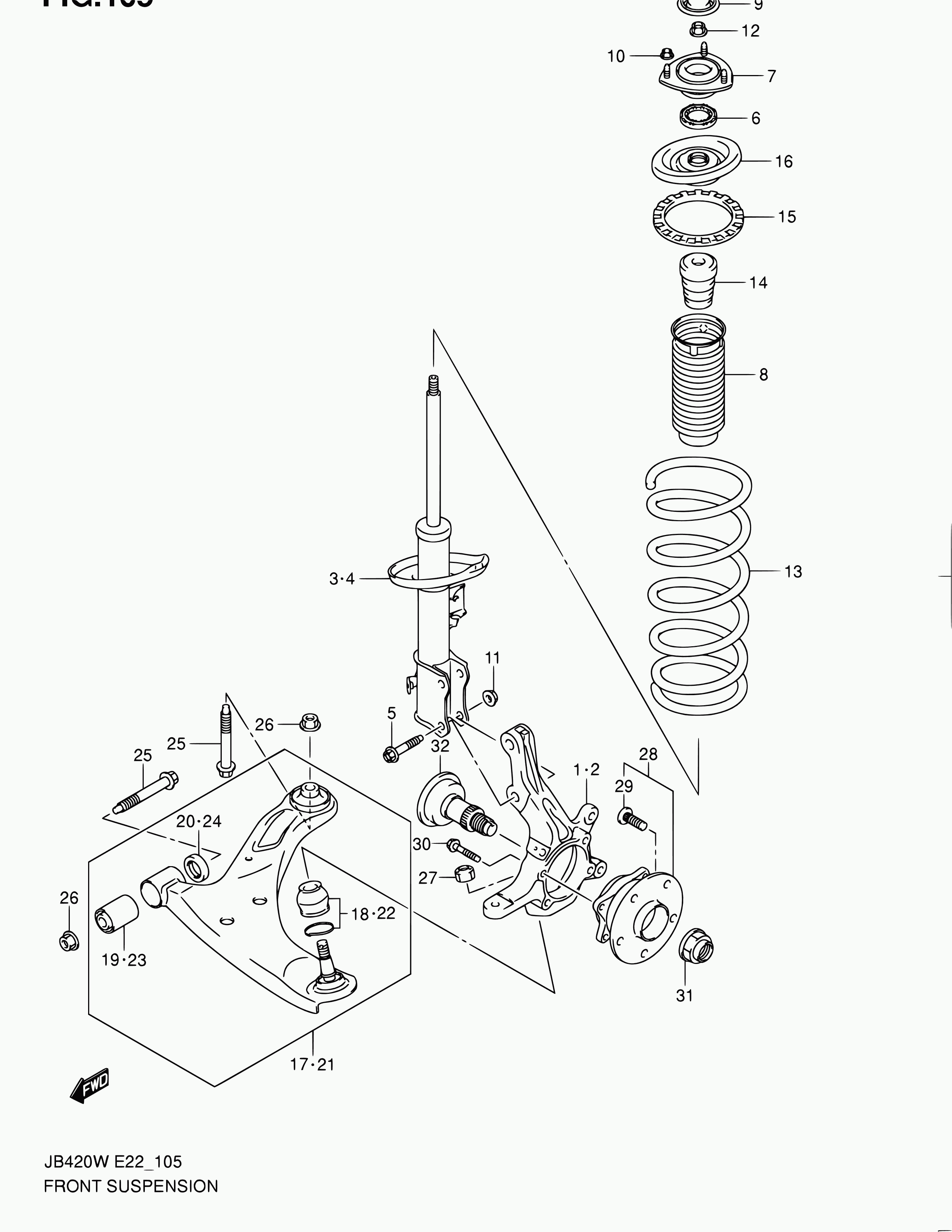 Suzuki 41601-64J00 - 105 - front suspension: 1 pcs. autospares.lv