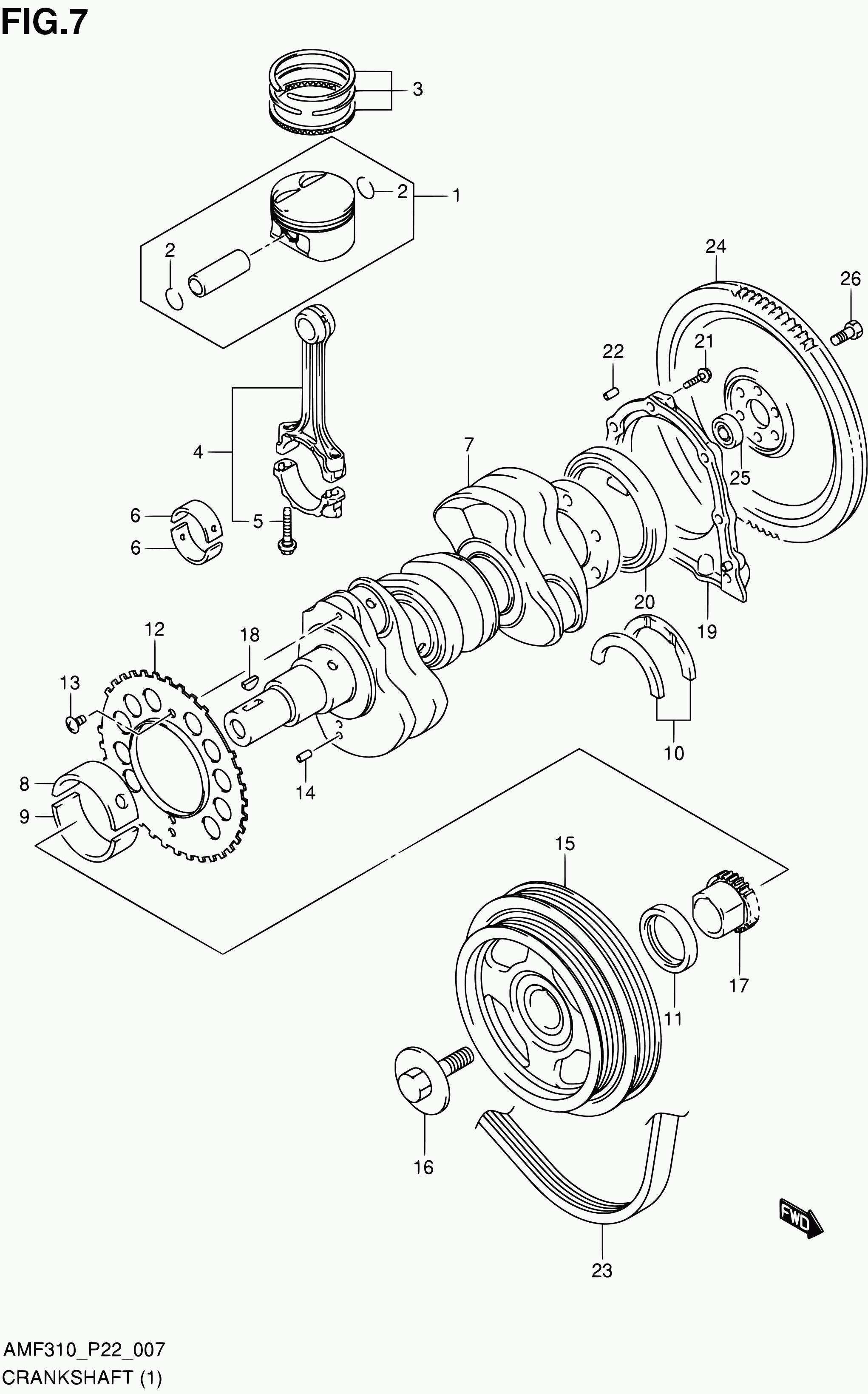 Bedford 17521-M68K00 - 7 - crankshaft (type 1): 1 pcs. autospares.lv
