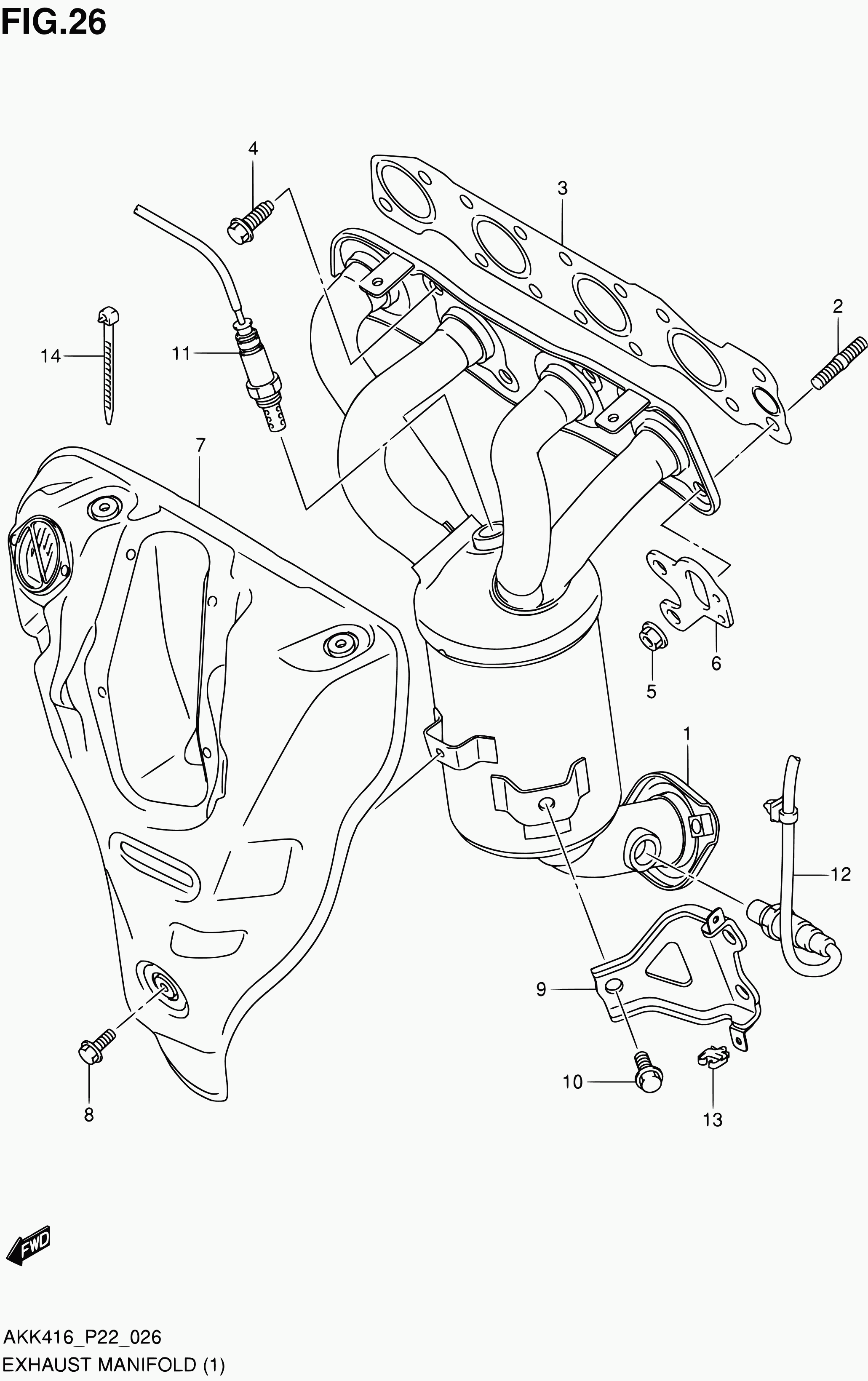 Suzuki 18213 61M00 - 26 - exhaust manifold (m16a): 1 pcs. autospares.lv