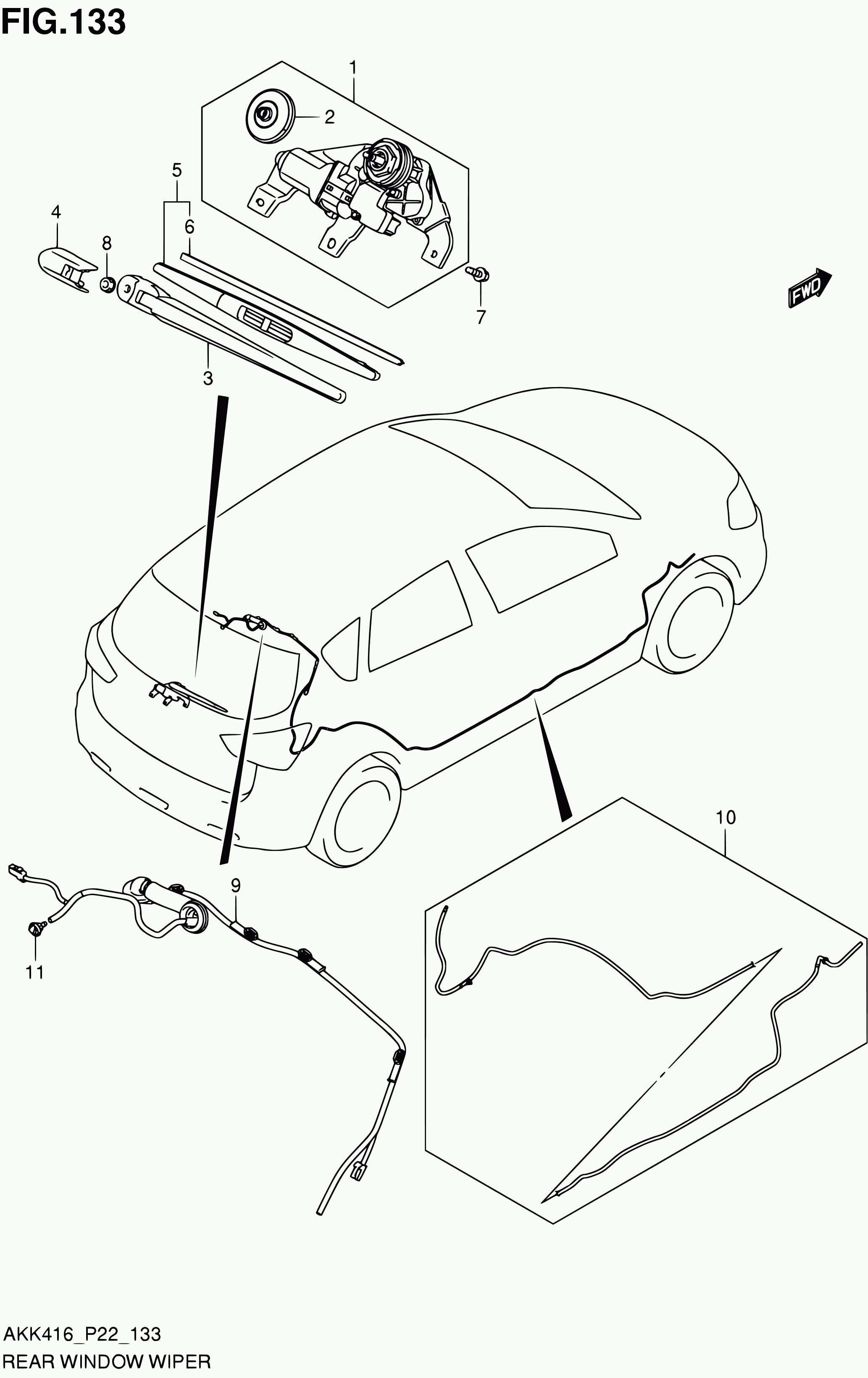 Suzuki 38346-63J00 - 133 - rear window wiper: 1 pcs. autospares.lv