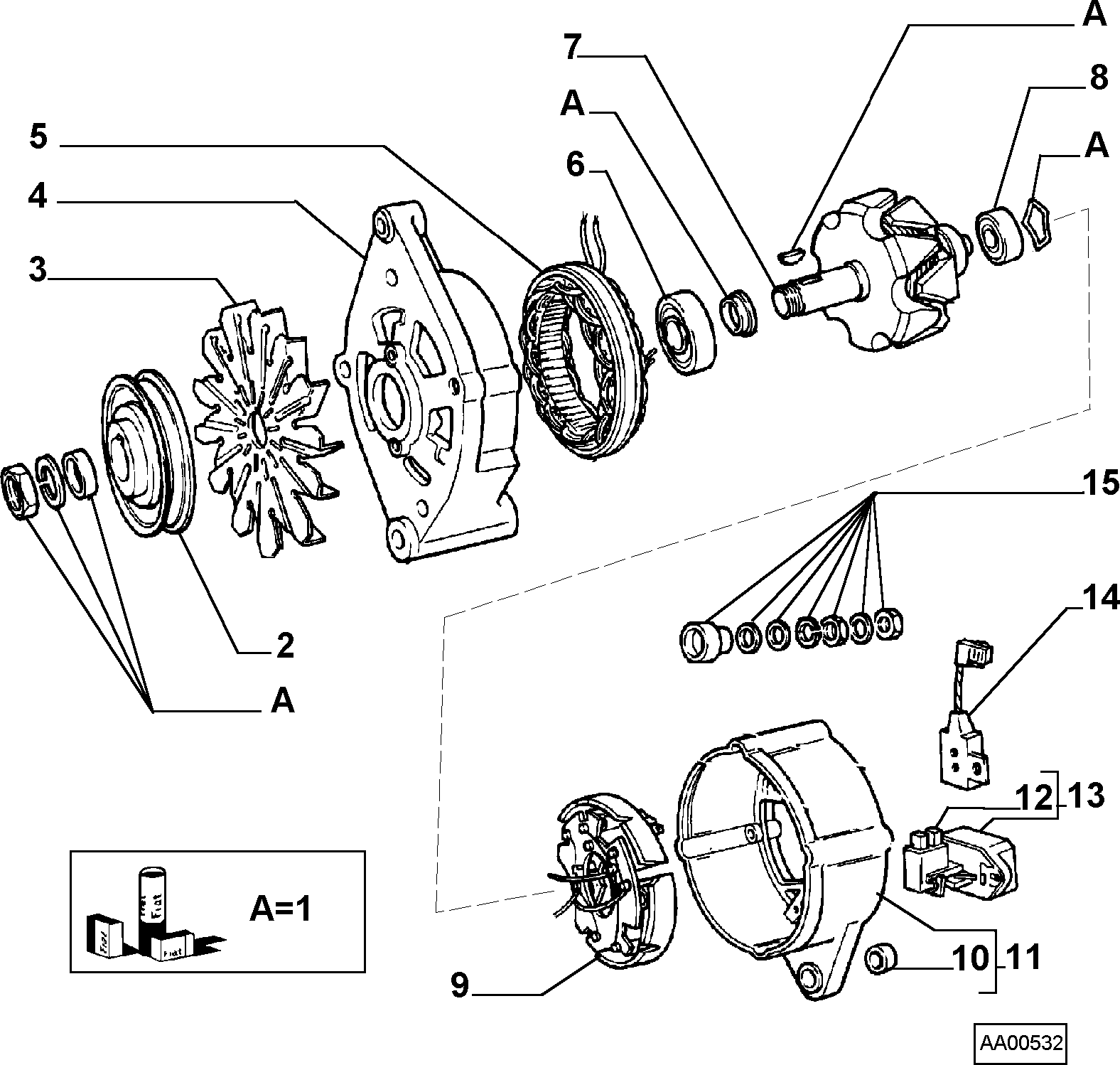 FERRARI 994 2885 - 4769911 - alternator bosch (var.: 1/rev.: 0), (pnc:1; №1): 01 pcs. autospares.lv