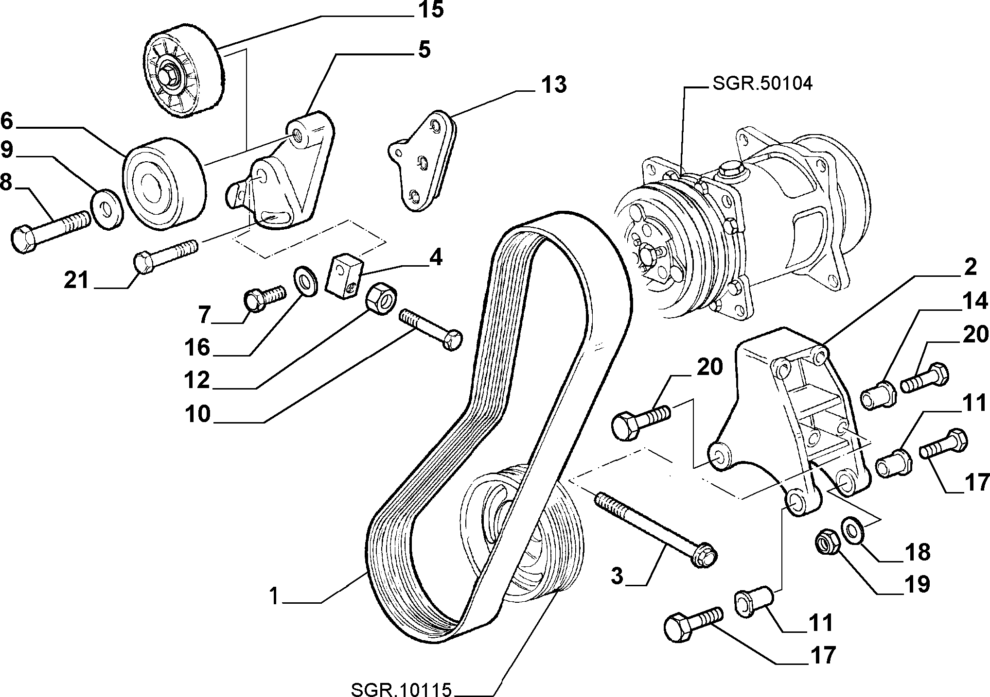 FIAT / LANCIA 98429701 - Various controls (belts and pulleys) (var.: 3/rev.: 0): 01 pcs. autospares.lv