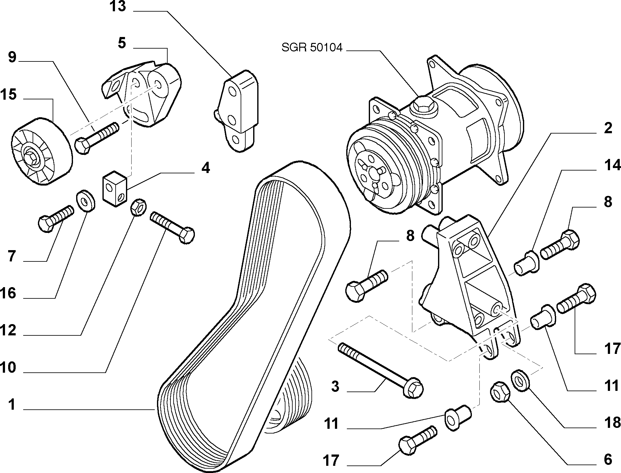 FIAT 504101355 - Various controls (belts and pulleys) (var.: 3/rev.: 0): 01 pcs. autospares.lv