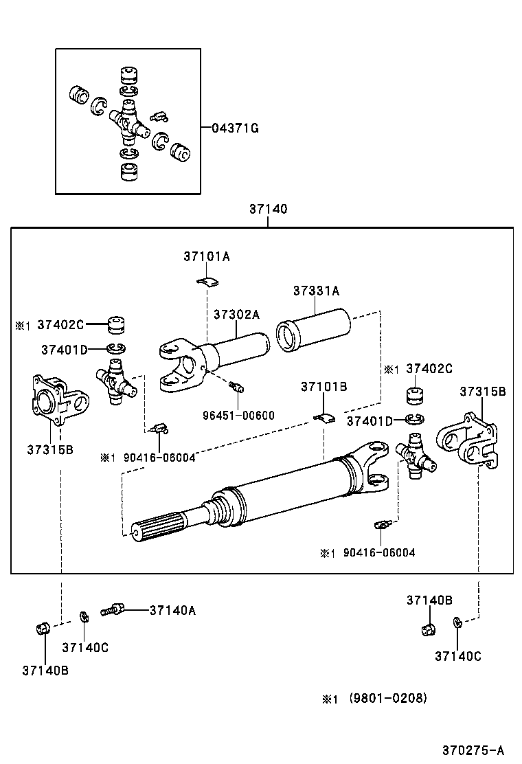 TOYOTA 04371-60060 - Propeller shaft & universal joint: 02 pcs. autospares.lv