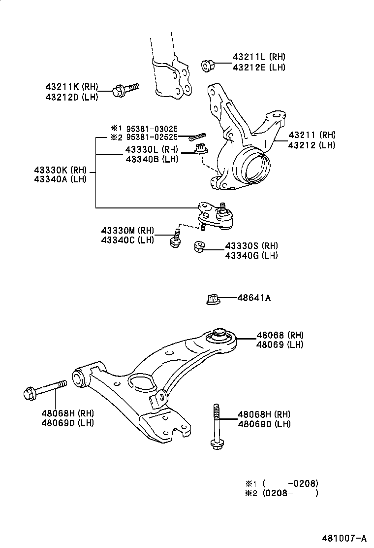 TOYOTA 43330-19115 - Front axle arm & steering knuckle: 01 pcs. autospares.lv