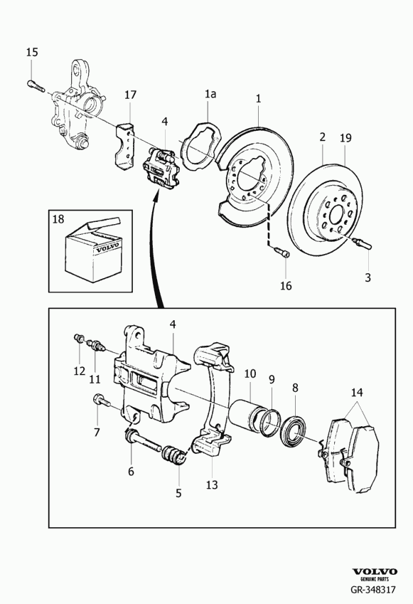 Volvo 31261186 - Rear wheel brake 960: 1.00 pcs. autospares.lv