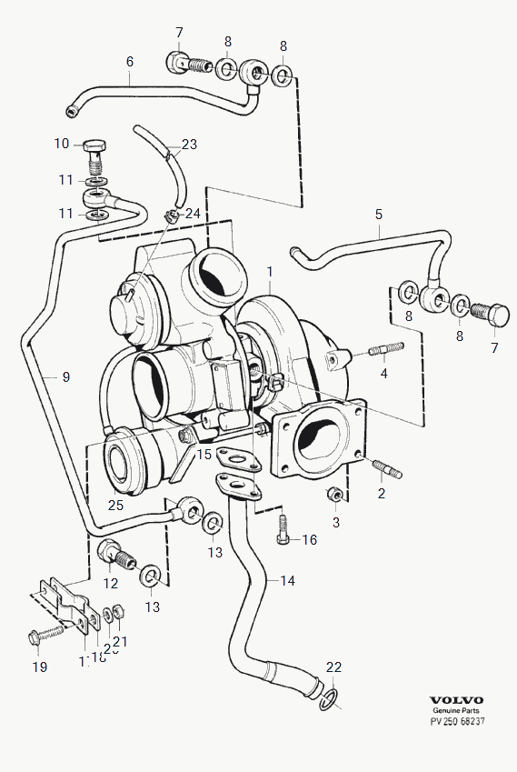 Volvo 3517646 - Turbocharger with connecting parts b230: 1.00 pcs. autospares.lv