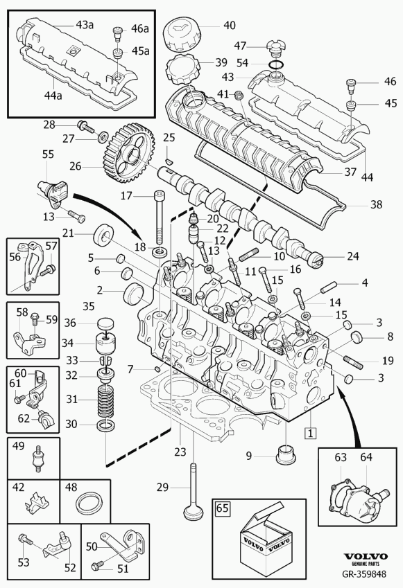 Volvo 3 287 556 - Cylinder head supplied with valves, camshaft, adjusted tappets, : 1.00 pcs. autospares.lv