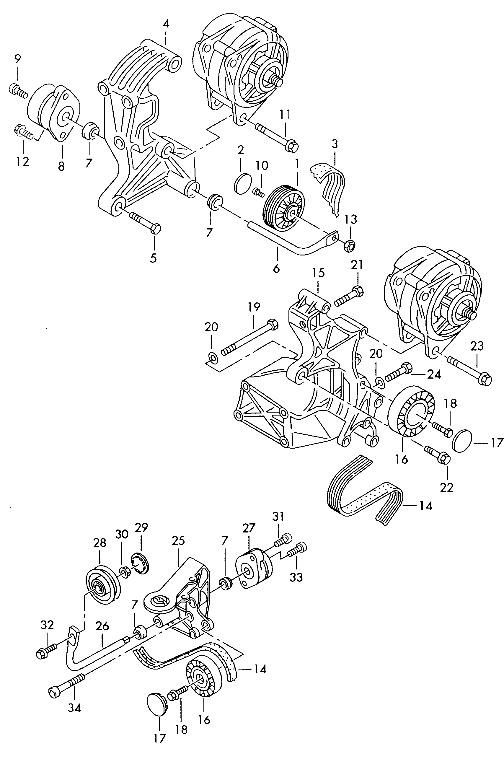 FORD 074145933N - Connecting and mounting parts for alternator: 1 pcs. autospares.lv