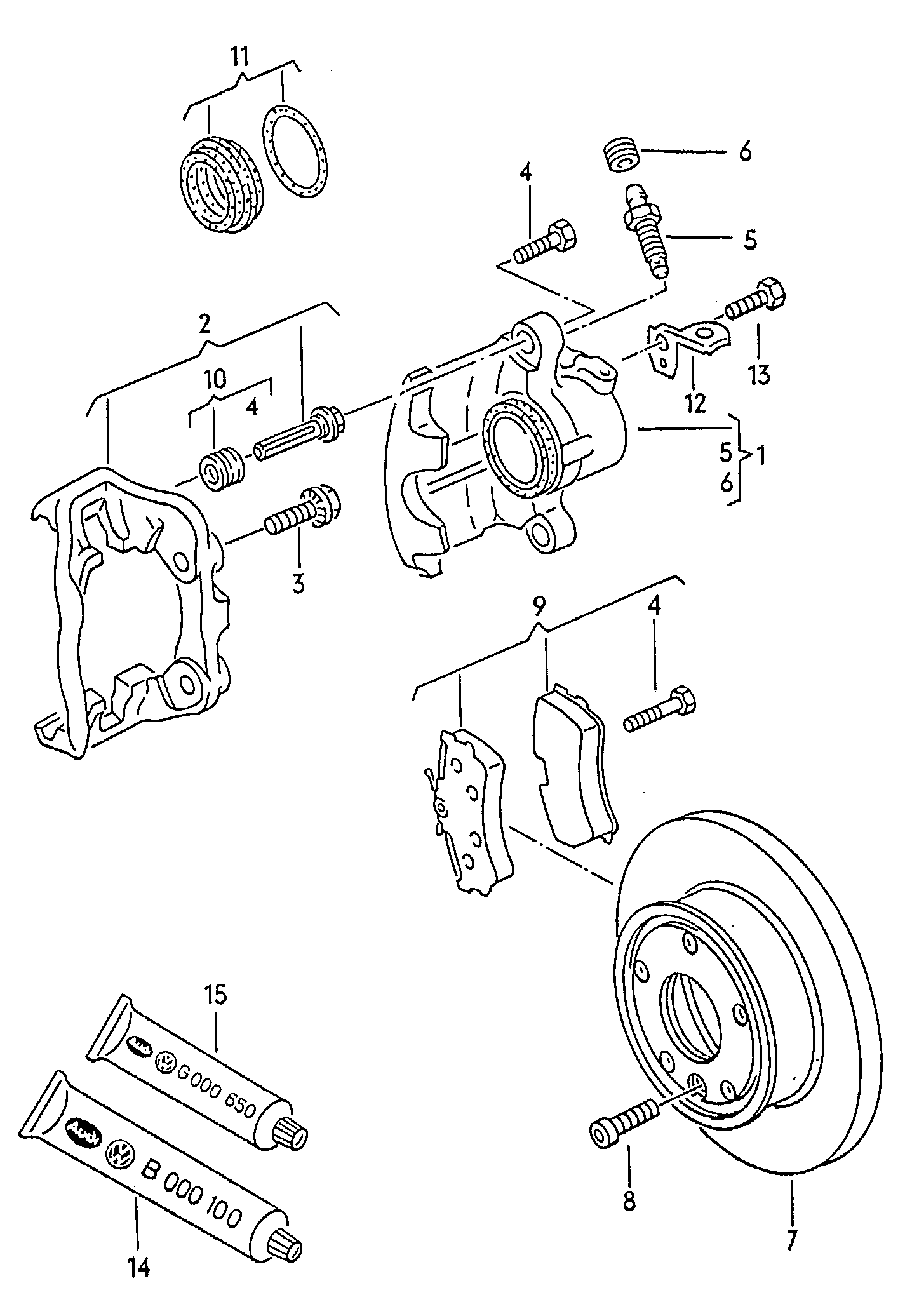 VAG 701 615 301 C - Floating caliper brake front: 2 pcs. autospares.lv