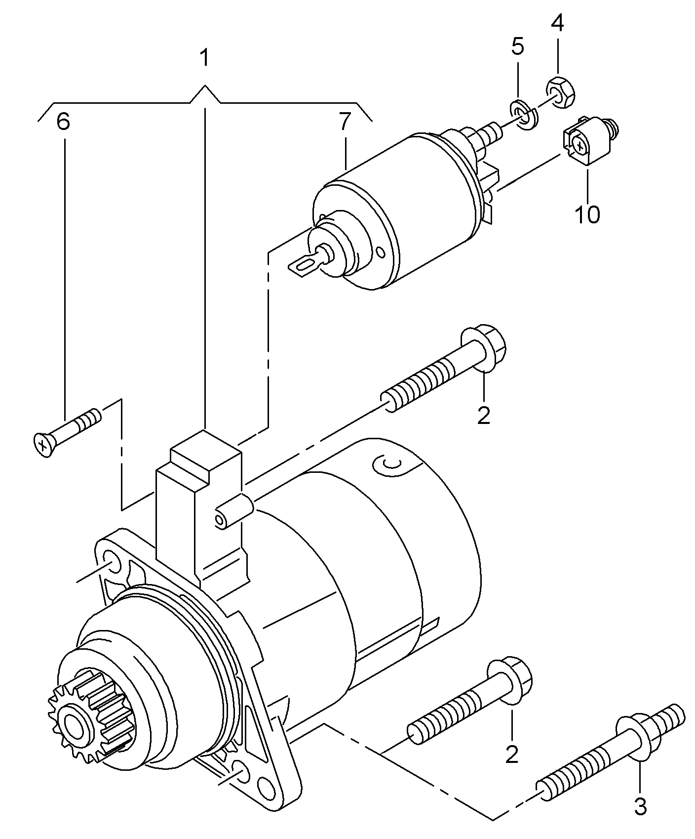 Seat 0AH 911 023 A - Starter and single parts for vehicles without start-stop operati: 1 pcs. autospares.lv