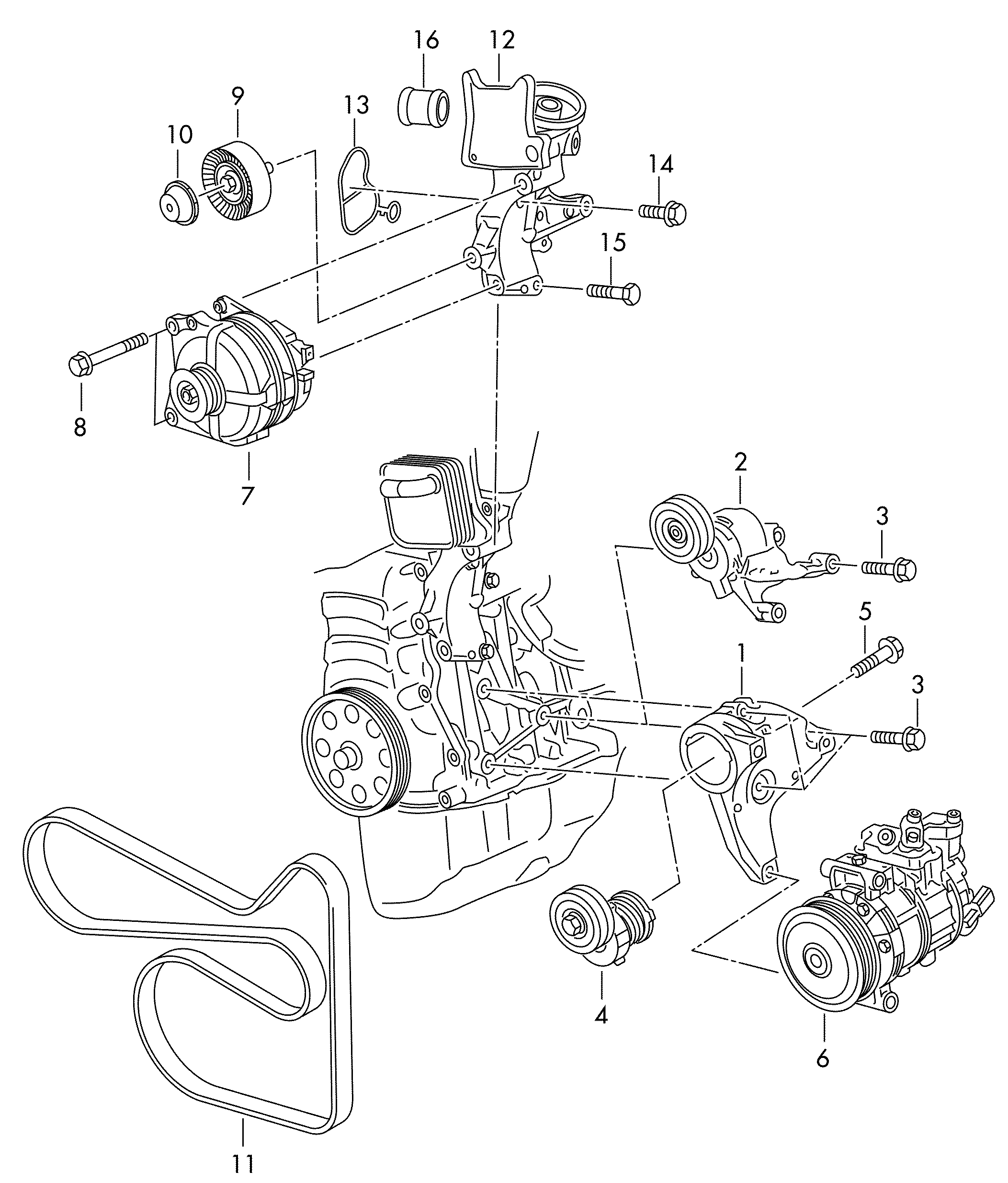 Skoda 03F 903 137 A - Connecting and mounting parts for alternator: 1 pcs. autospares.lv