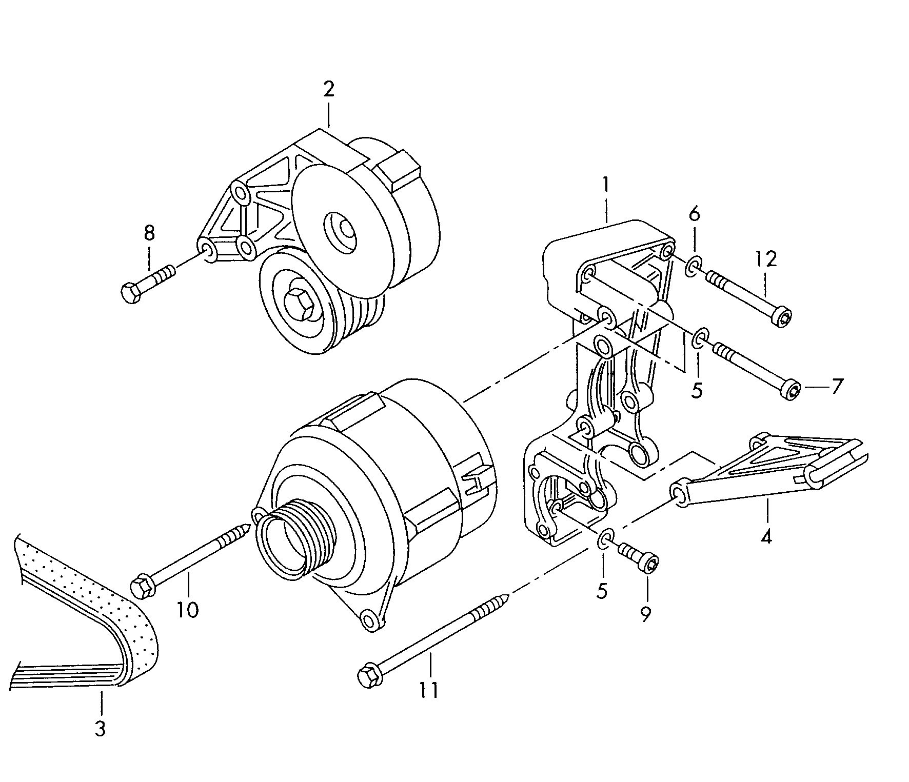 AUDI 021 145 933 J - Connecting and mounting parts for alternator: 1 pcs. autospares.lv