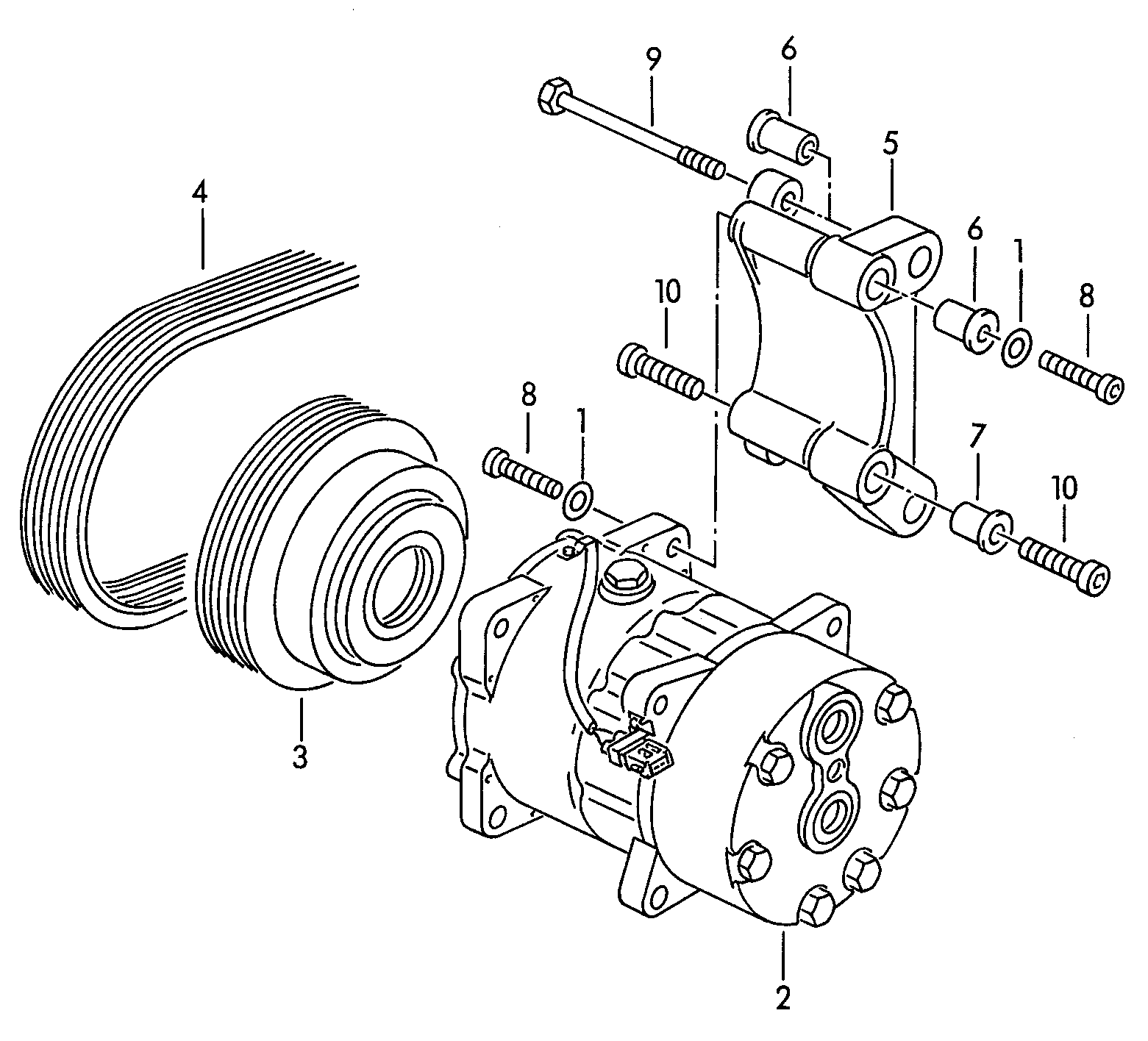 VW 7D0820805 - A/c compressor connecting and mounting parts for compressor: 1 pcs. autospares.lv