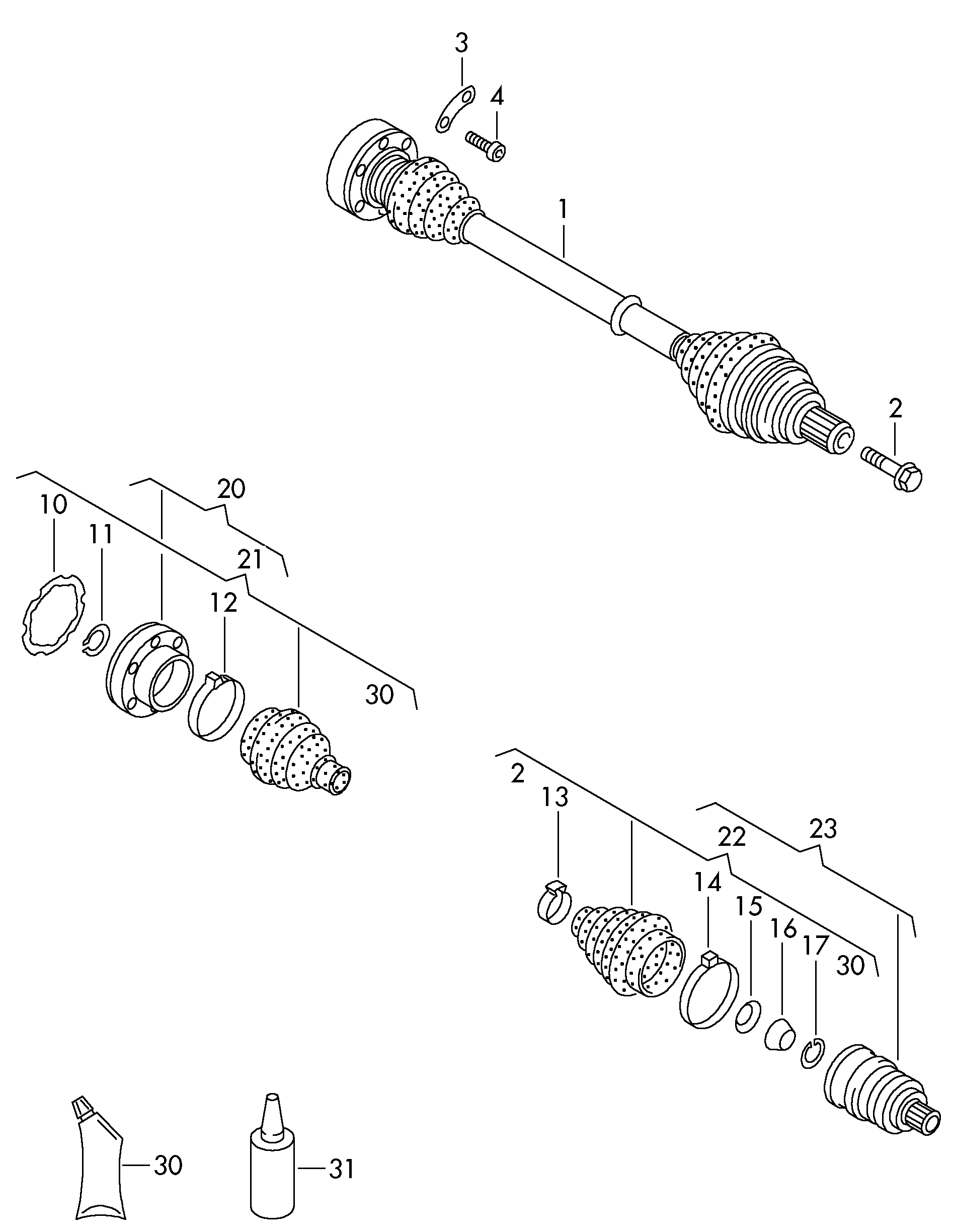 Seat JZW 407 449 FX - Drive shaft for manual gearbox: 2 pcs. autospares.lv