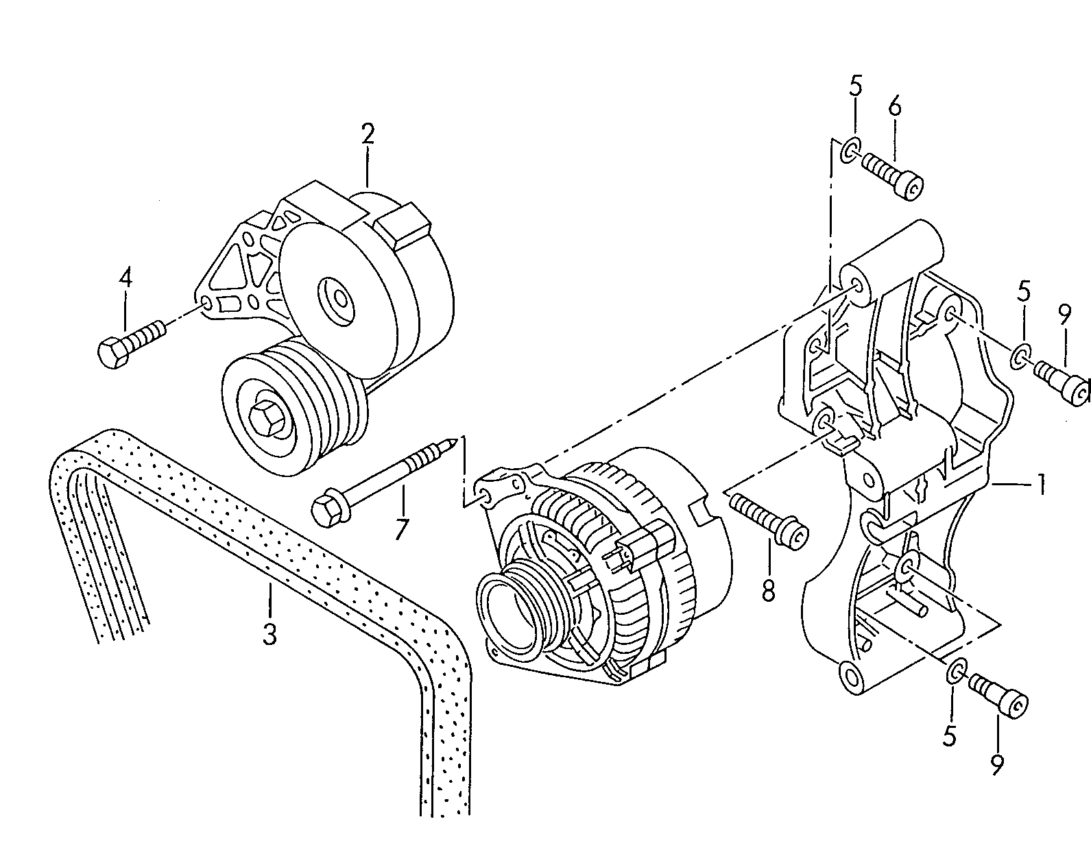 Skoda 021 145 299C - Connecting and mounting parts for alternator: 1 pcs. autospares.lv