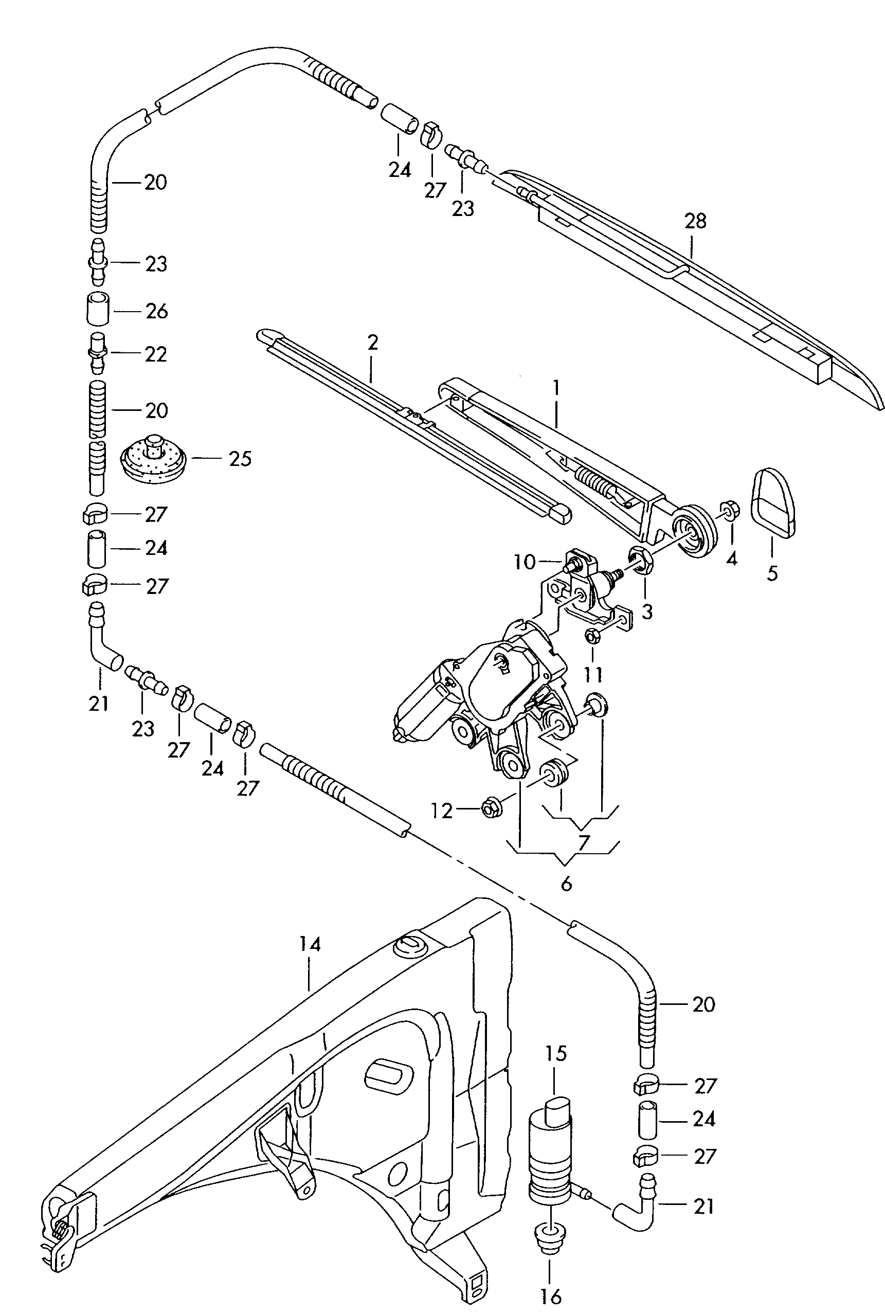 VAG 7L6 955 425 - Wiper and washer system for rear window: 1 pcs. autospares.lv