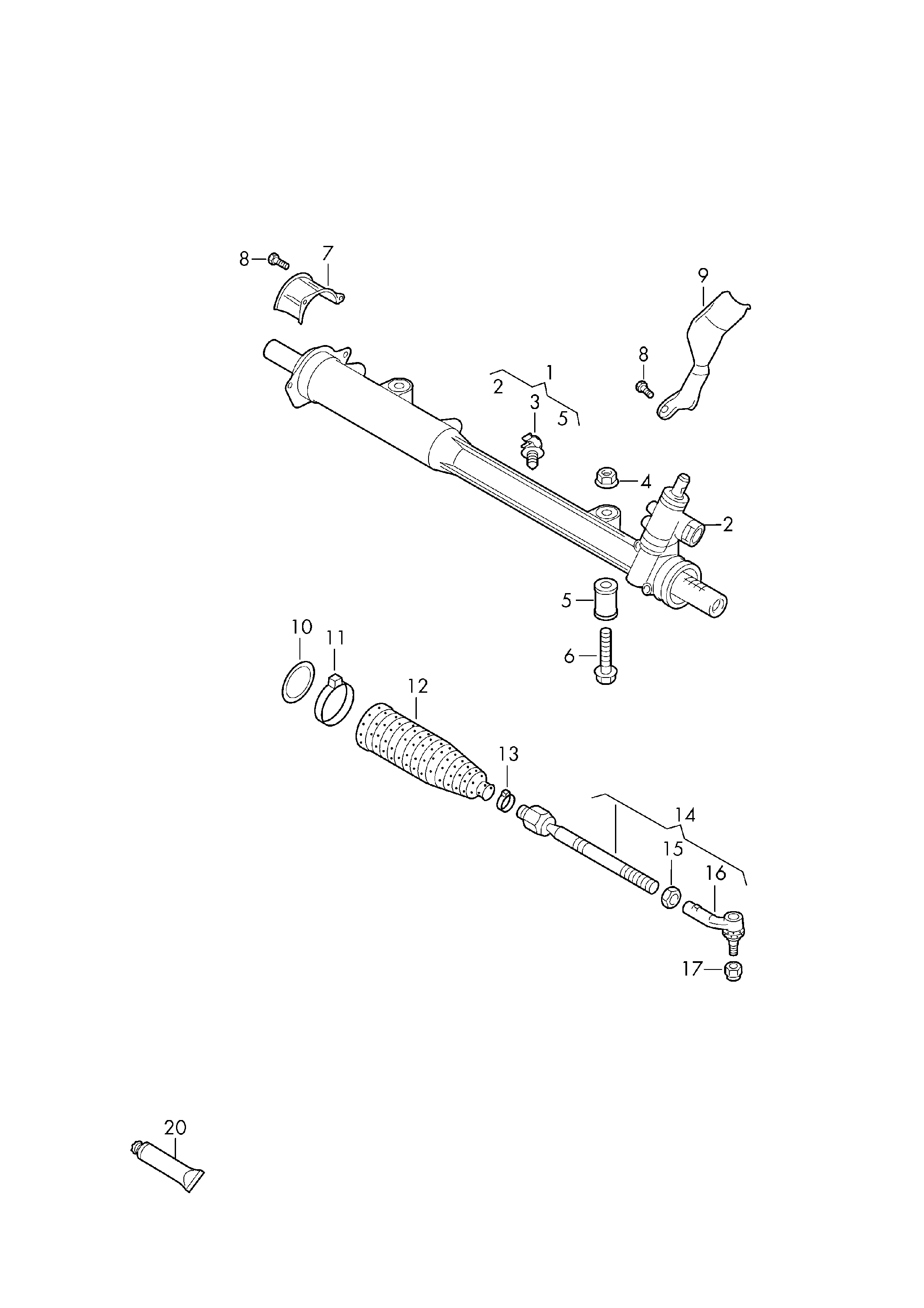 VW 7L6422063C - Steering gear track rod for vehicles with servotronic: 1 pcs. autospares.lv