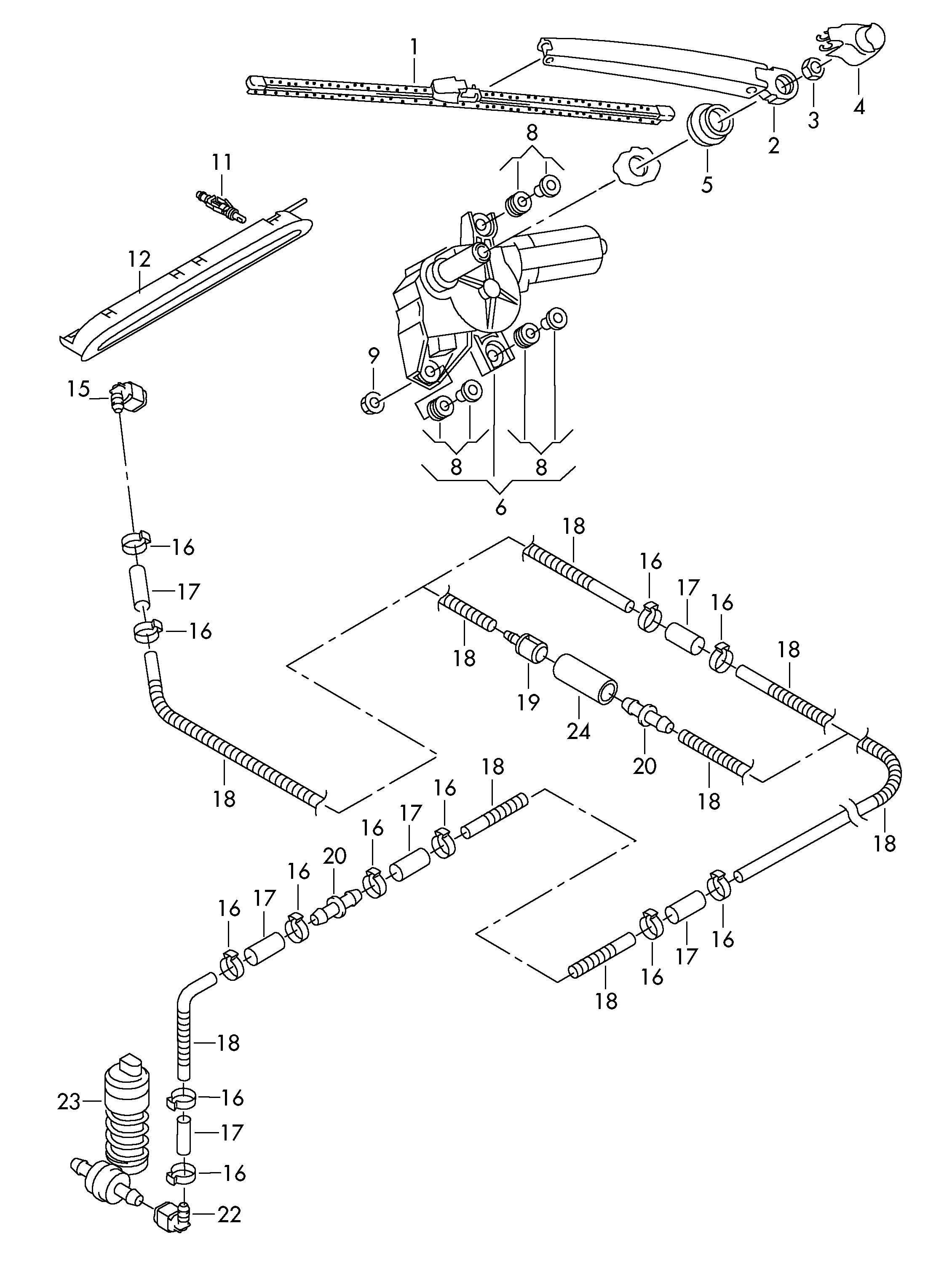 VAG 5K6 955 427A - Wiper and washer system for rear window: 1 pcs. autospares.lv