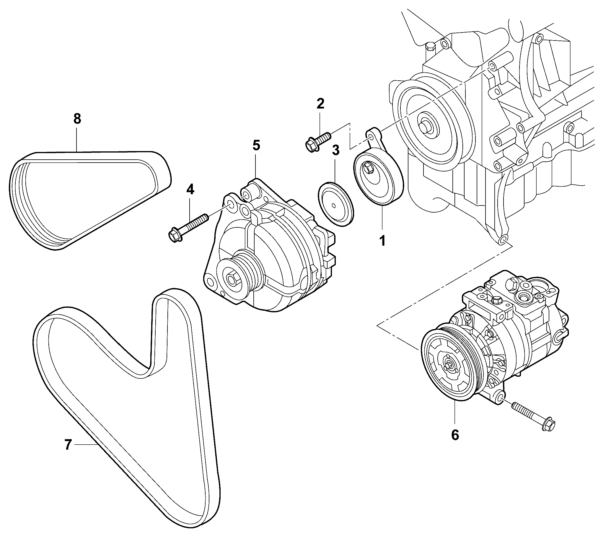 Skoda 04C 260 849 E - Connecting and mounting parts for alternator: 1 pcs. autospares.lv