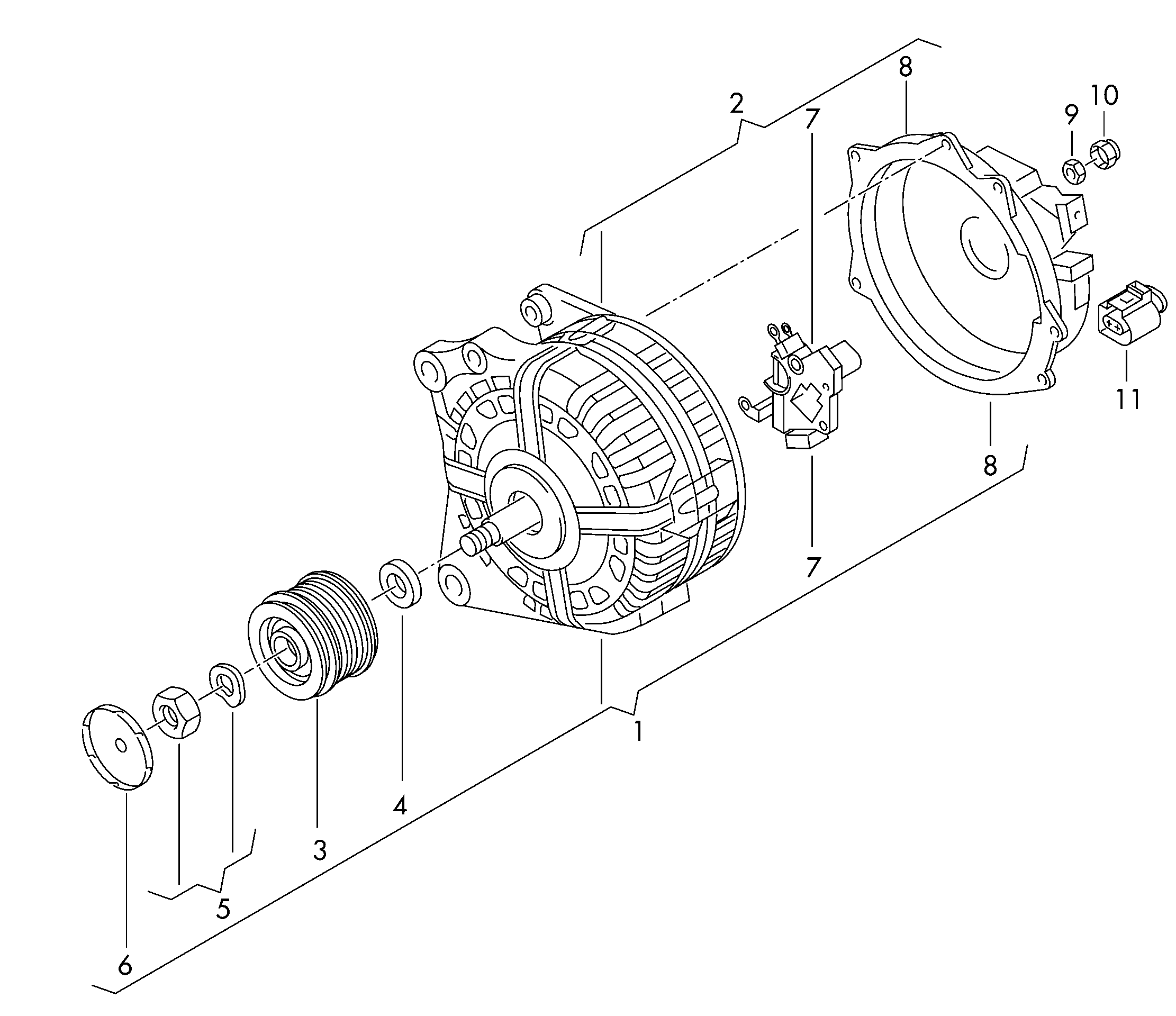 VAG 06H903017E - Alternator and single parts: 1 pcs. autospares.lv