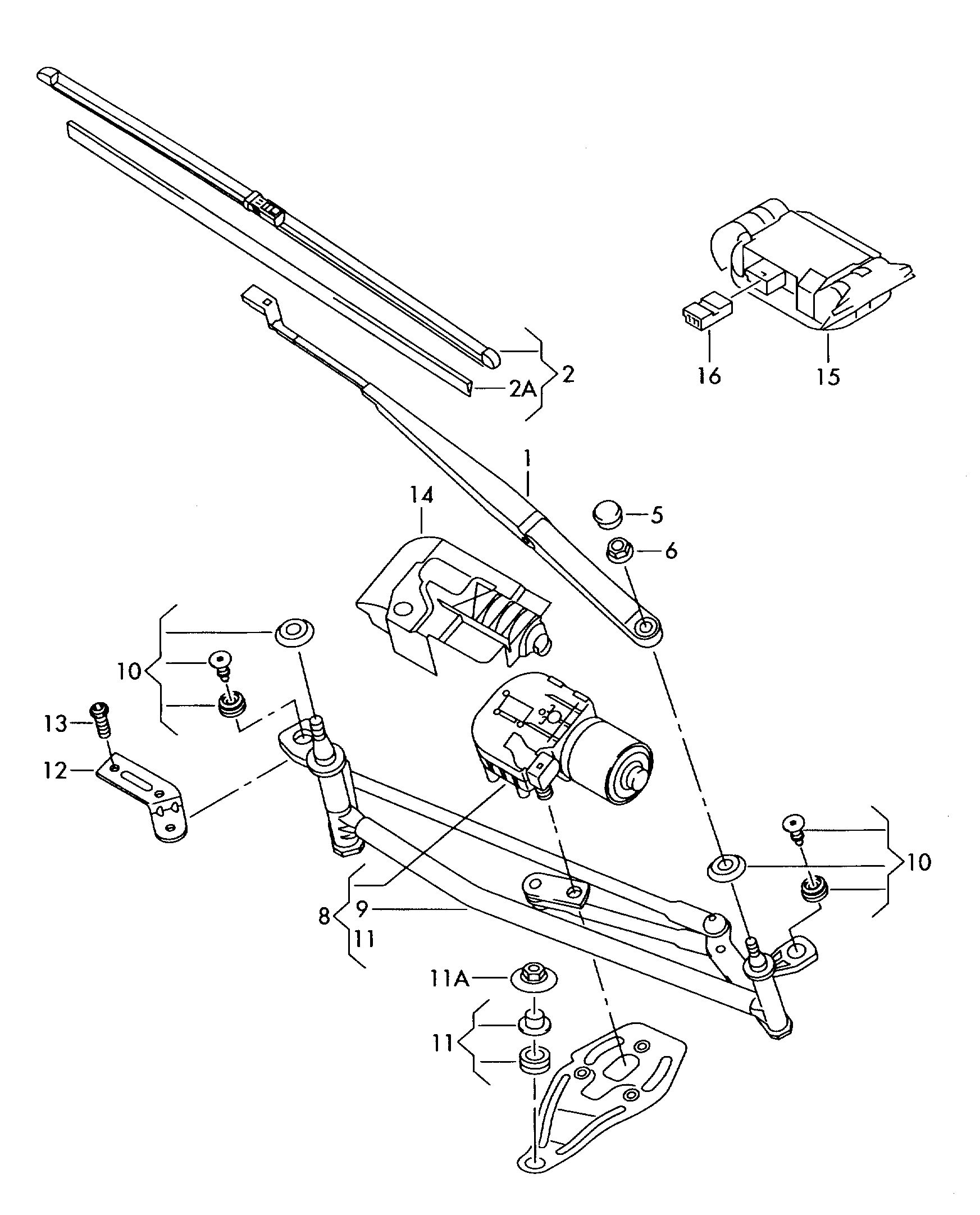 VAG 3C8955425B - Windshield wiper window wiper mounting with wiper motor: 1 pcs. autospares.lv