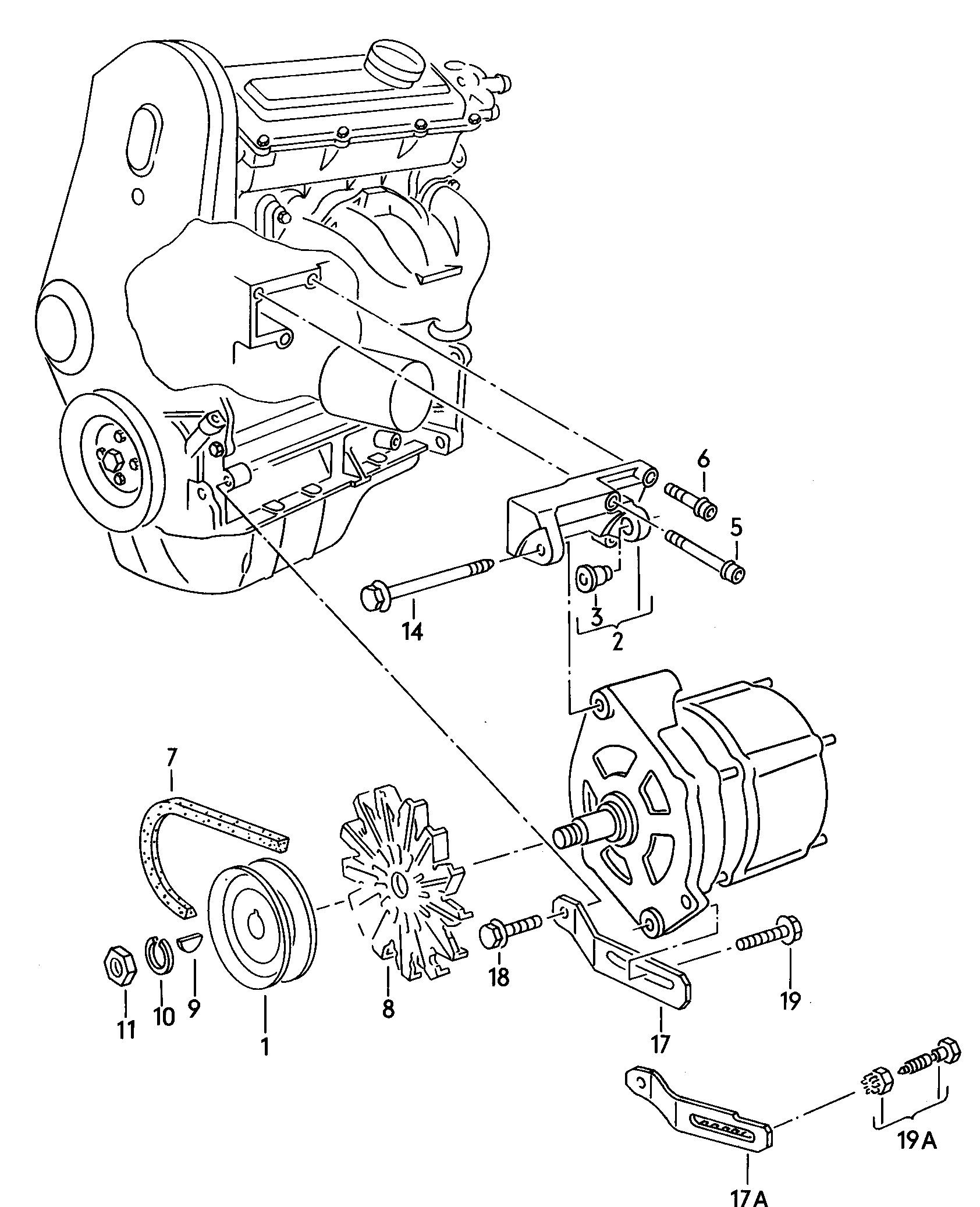 FIAT 052903137F - Connecting and mounting parts for alternator: 1 pcs. autospares.lv