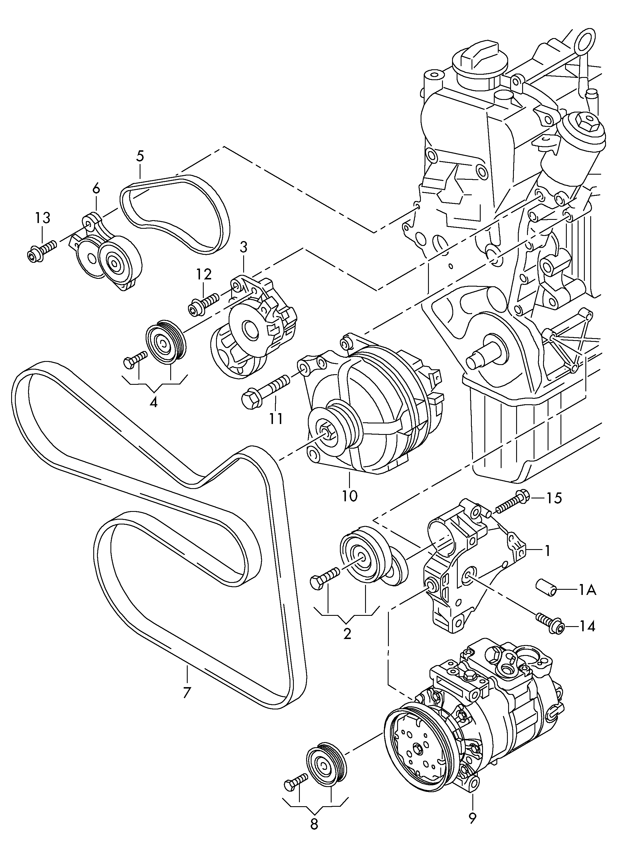 VAG 03C 145 299 AF - Connecting and mounting parts for alternator: 1 pcs. autospares.lv