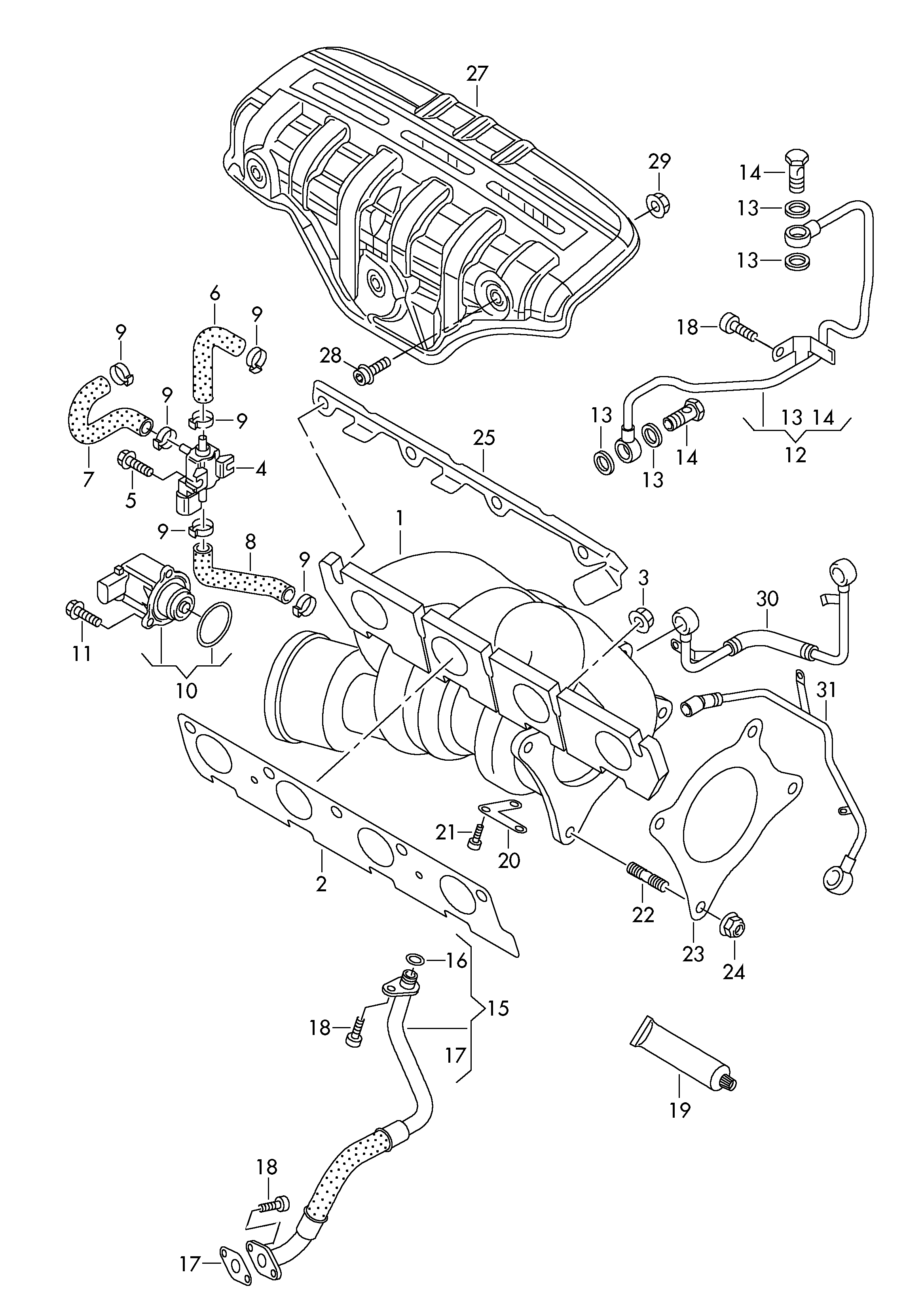 Seat 03C145703A - Exhaust manifold with turbo- charger: 1 pcs. autospares.lv