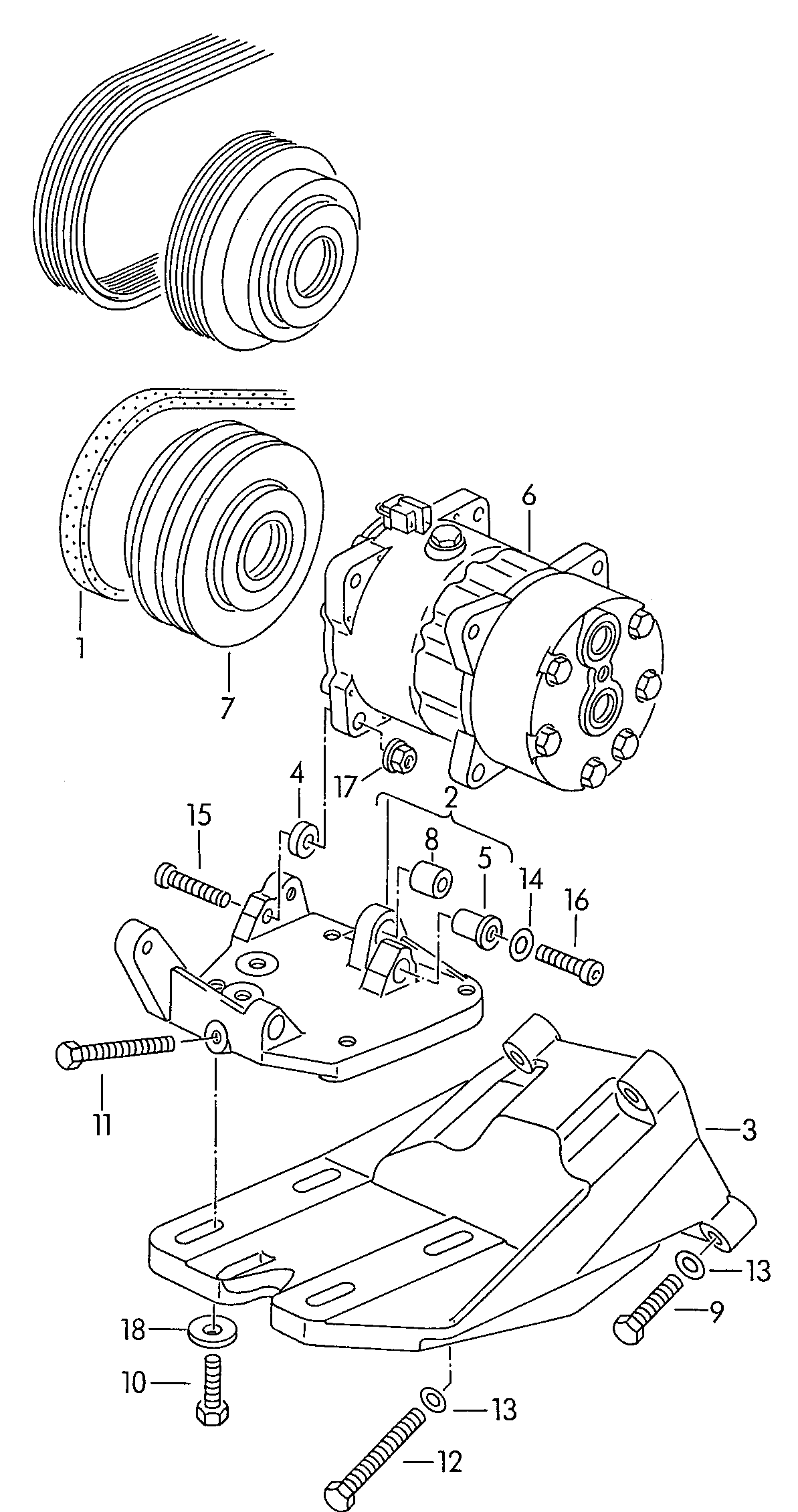 VAG 023 260 849 - A/c compressor connecting and mounting parts for compressor: 1 pcs. autospares.lv