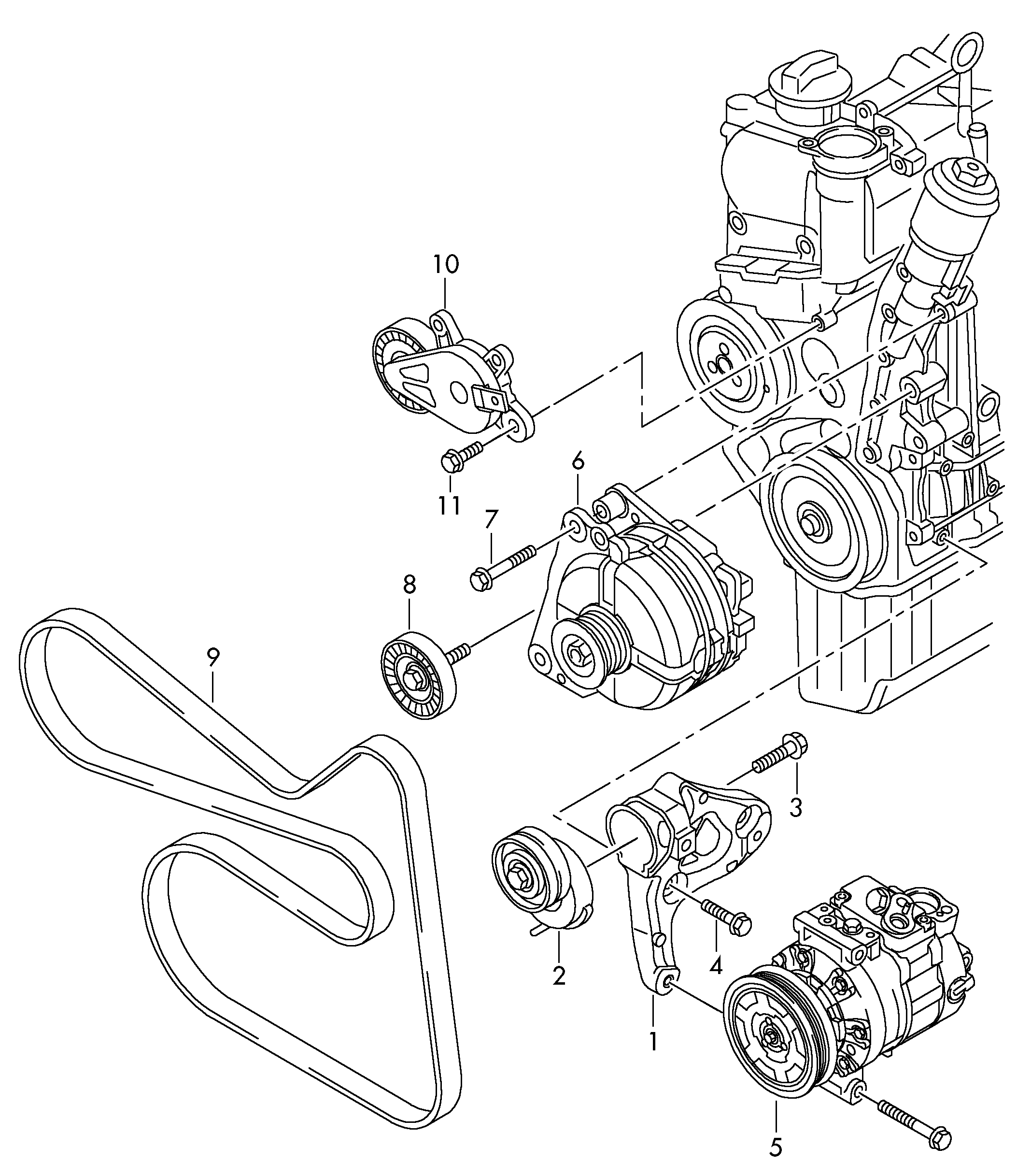Seat 1J0145276B - Connecting and mounting parts for alternator: 1 pcs. autospares.lv