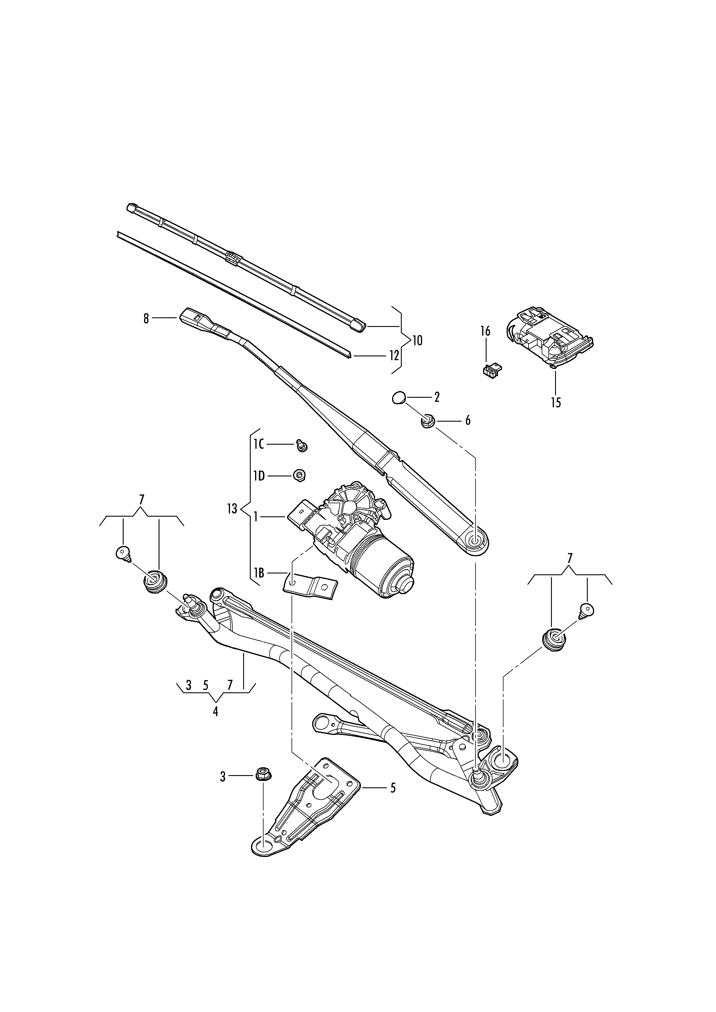 VAG 5C7 955 425 A - Base, windshield wiper wiper motor aero wiper arm aero wiper bla: 1 pcs. autospares.lv