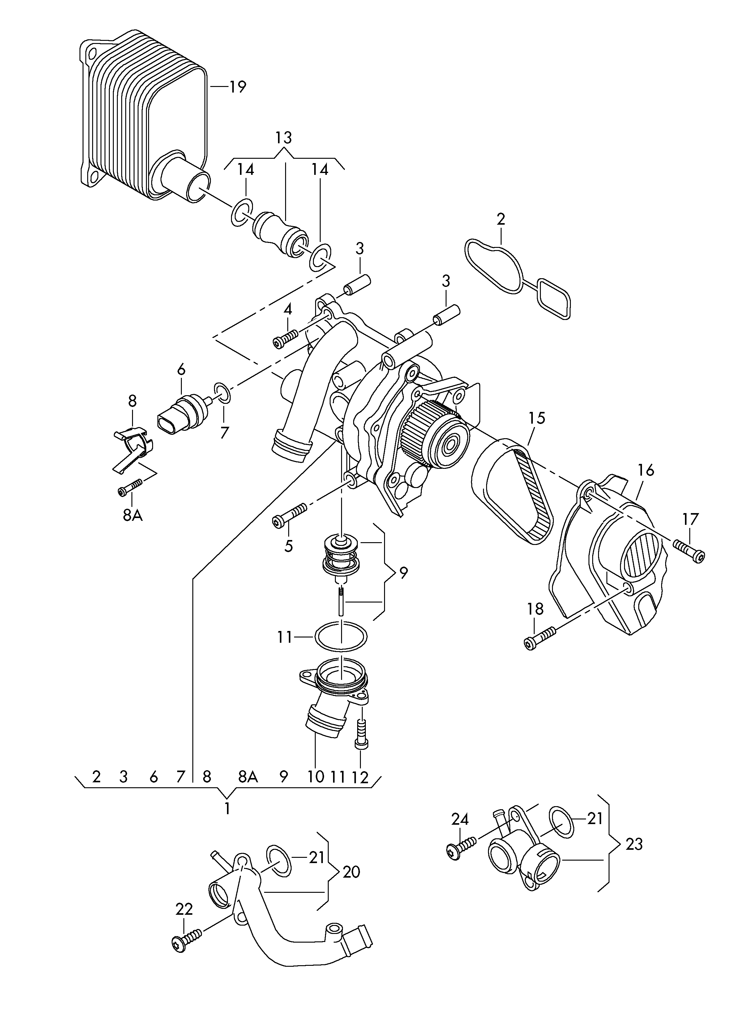 Seat 06H 121 026 CP - Coolant pump coolant regulator water connection: 1 pcs. autospares.lv