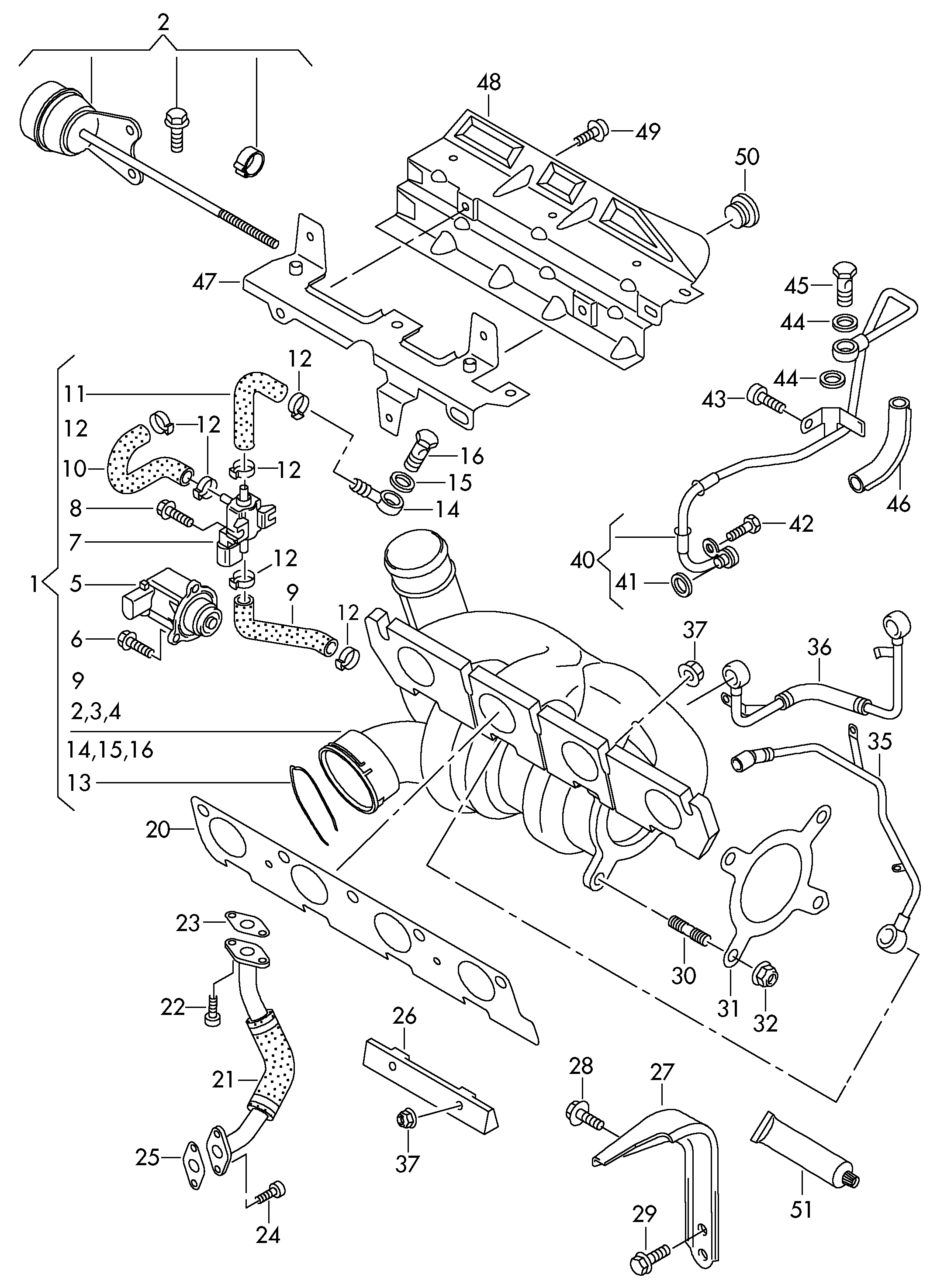 VAG 06J145702C - Exhaust manifold with turbo- charger: 1 pcs. autospares.lv