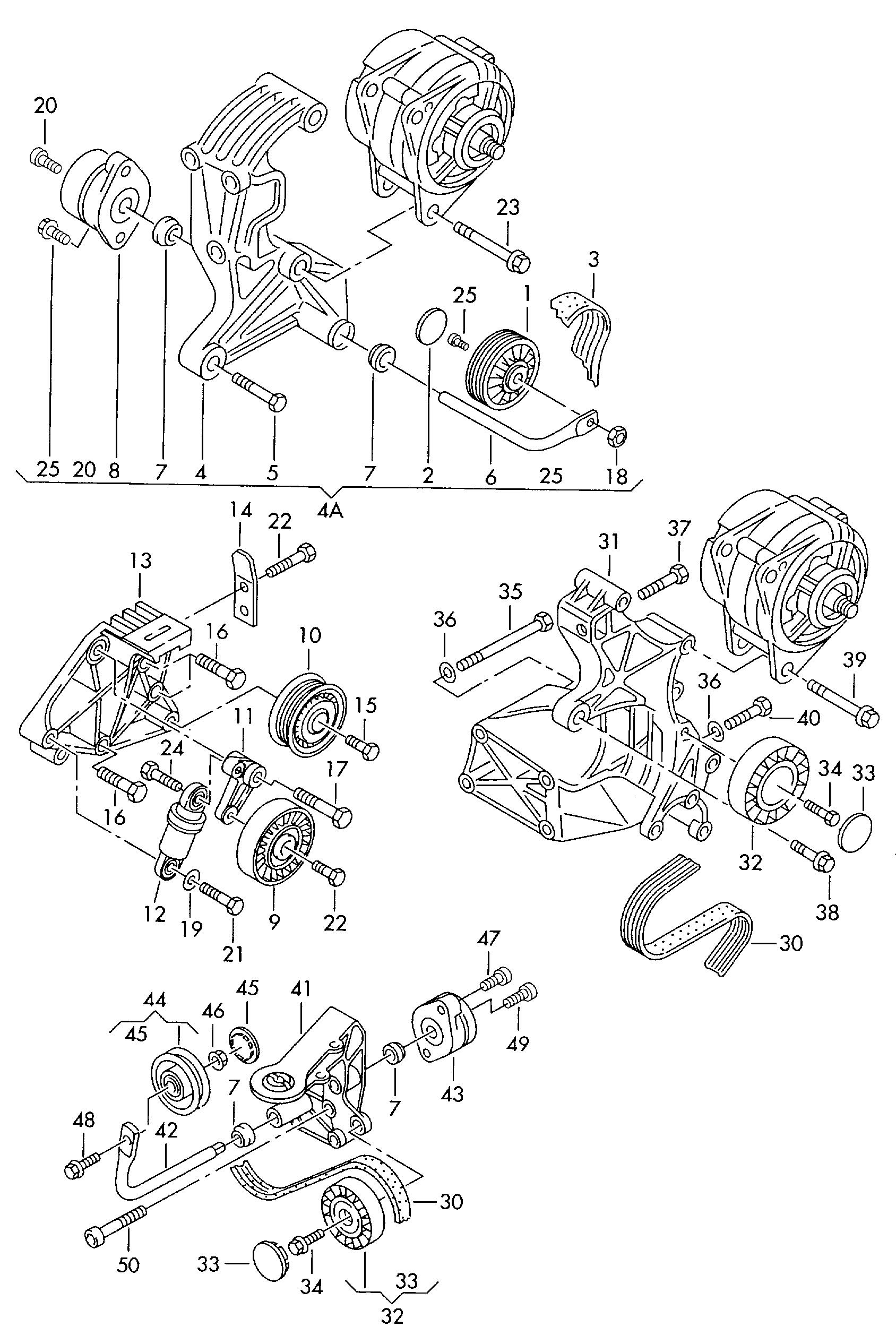 Seat 074 260 849 AE - Connecting and mounting parts for alternator: 1 pcs. autospares.lv