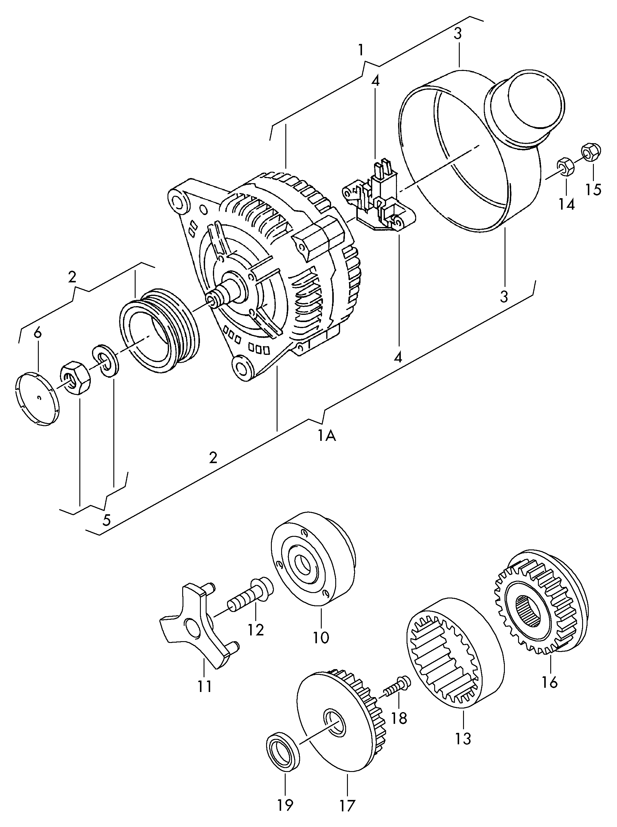 VAG 07C903018 X - Alternator and single parts: 1 pcs. autospares.lv