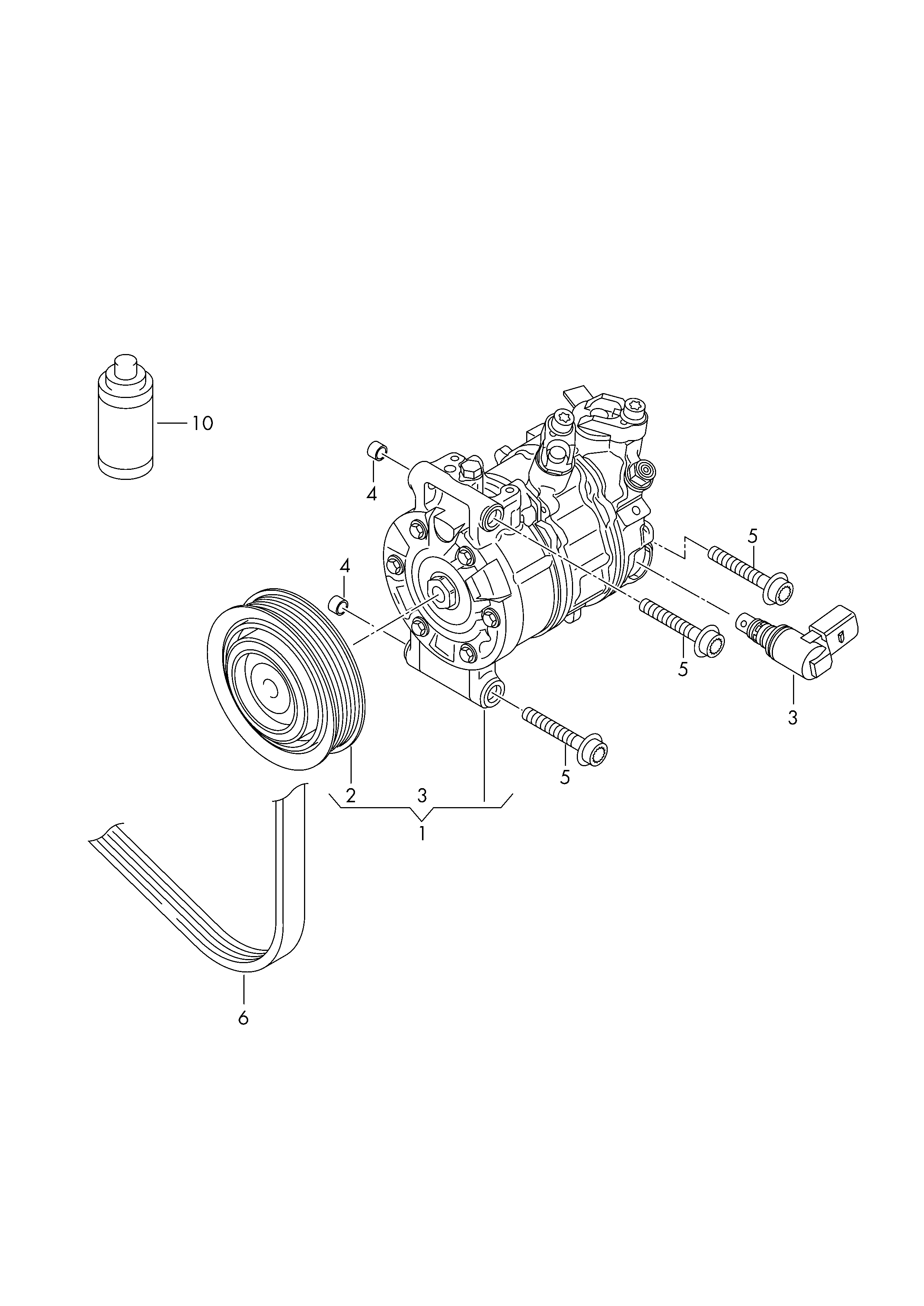 OM 5Q0820803F - A/c compressor connecting and mounting parts for compressor: 1 pcs. autospares.lv